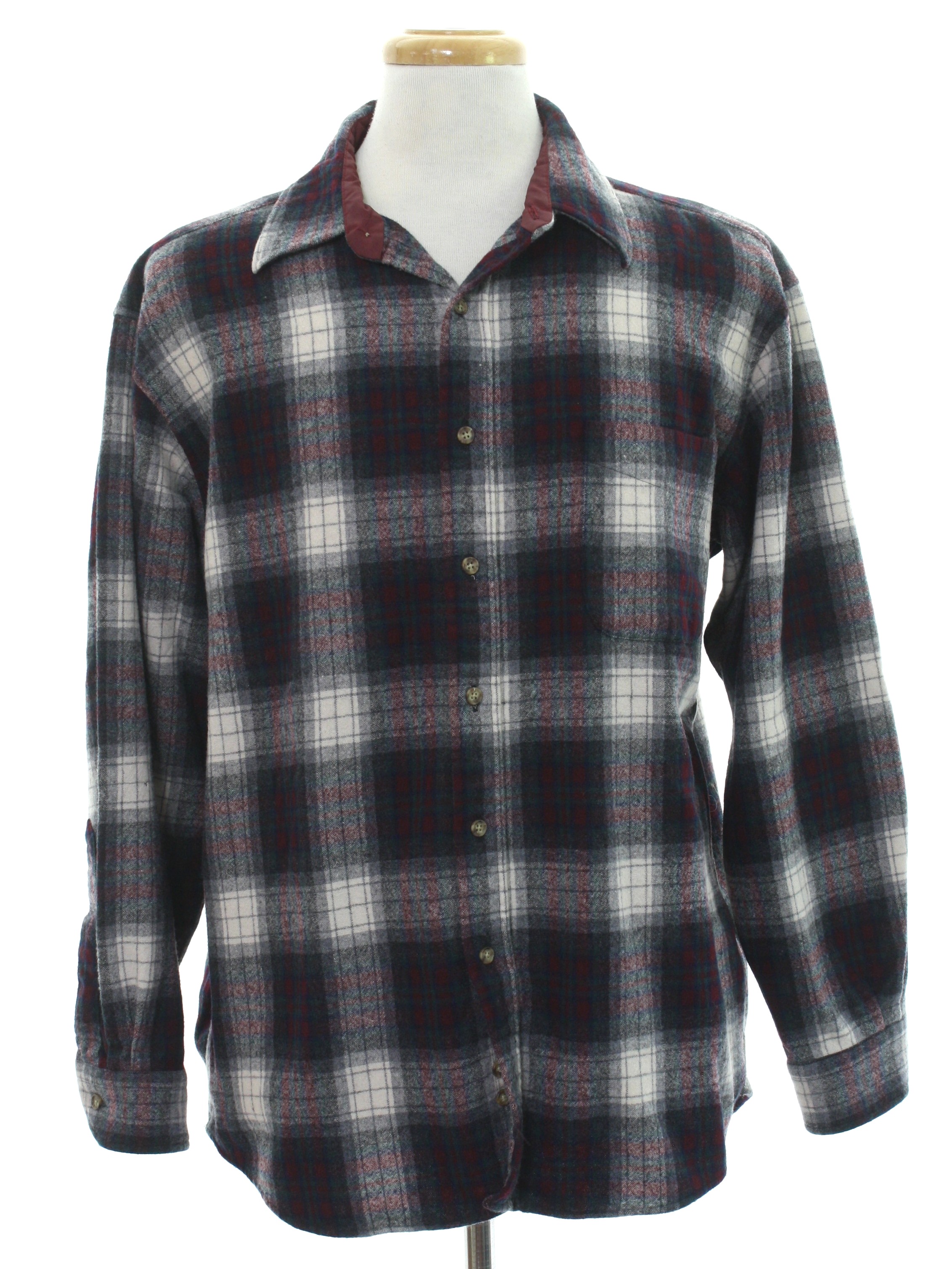 Retro 90s Wool Shirt (Pendleton) : 90s -Pendleton- Mens cream, grey
