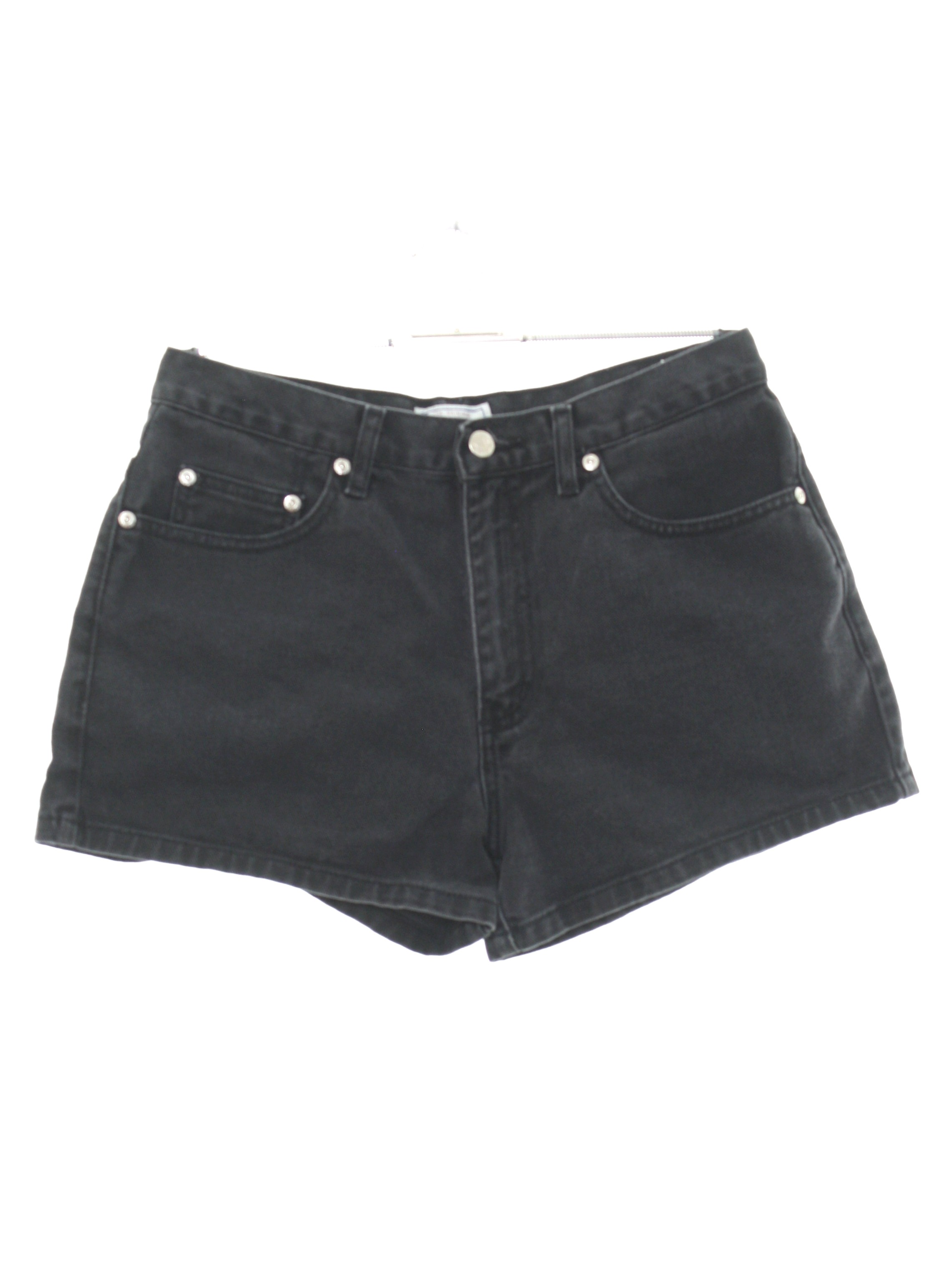 Jean rise Jean Womens Assembled Company- black fly. and Classic style zip cotton 90s Shorts Company): 1990\'s Mexico. reads faded tag denim jorts. high (Arizona pocket in size background Actual -Arizona 5