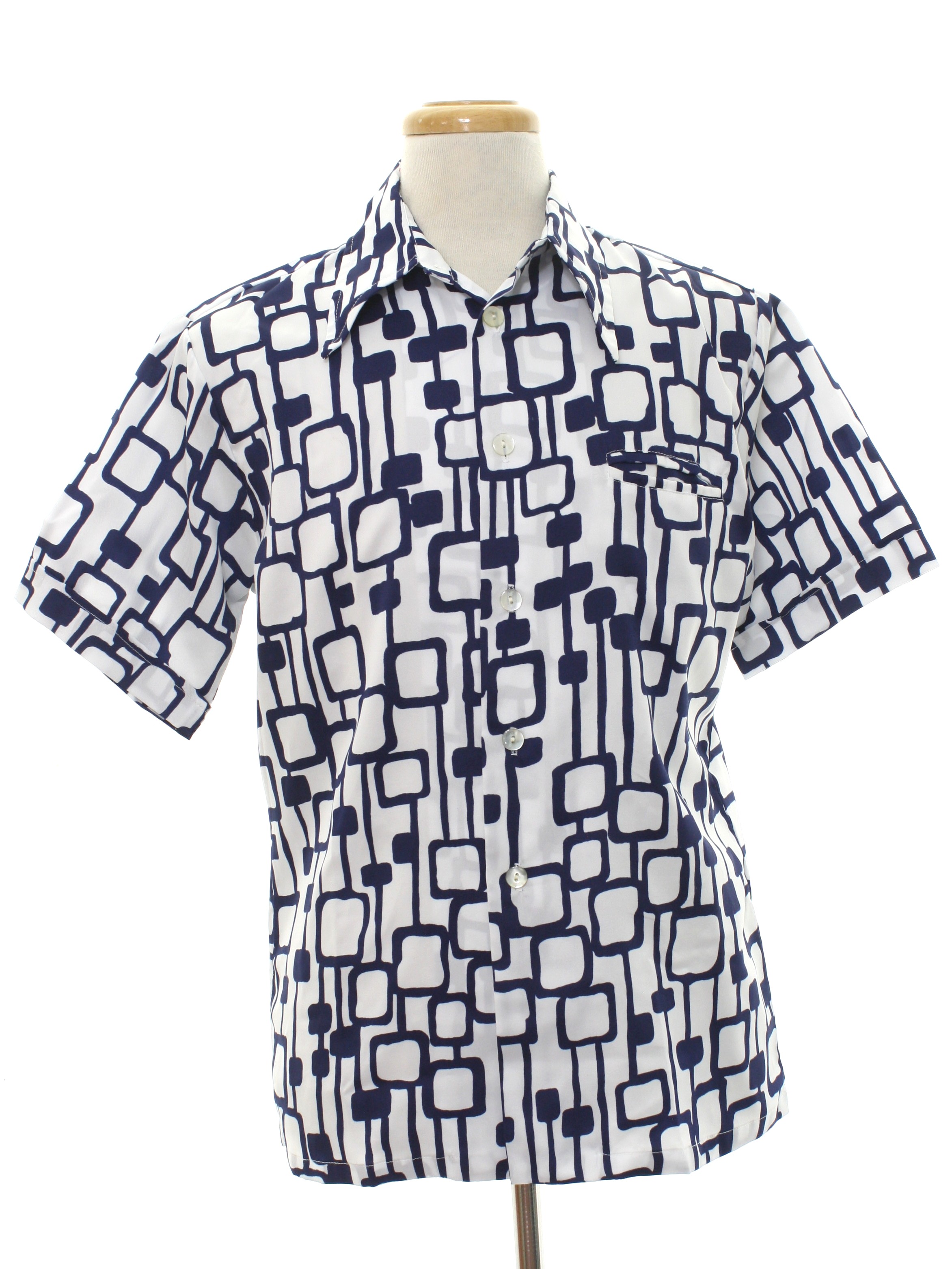 1960's Vintage Don Loper, designer Print Disco Shirt 60s style (made