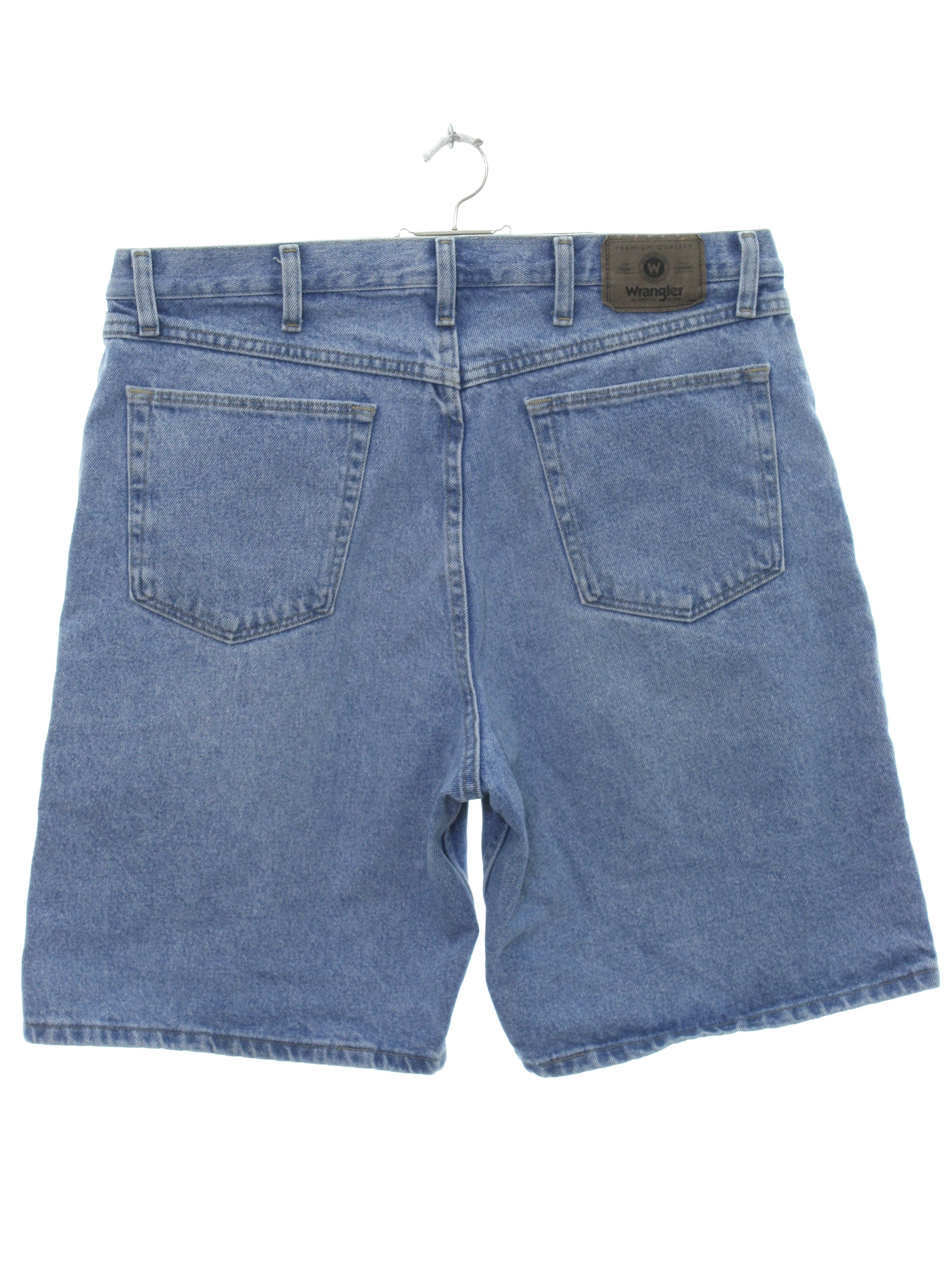 Vintage 90s Shorts: 90s -Wrangler- Mens light wash blue cotton denim ...