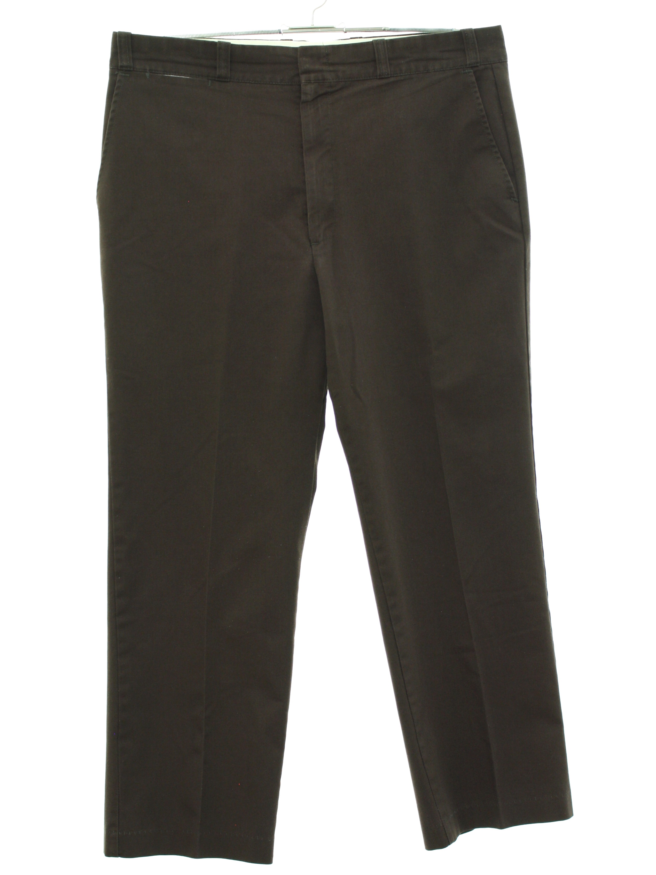 1960's Retro Pants: 60s -Sears Perma Prest- Mens dark brown polyester ...
