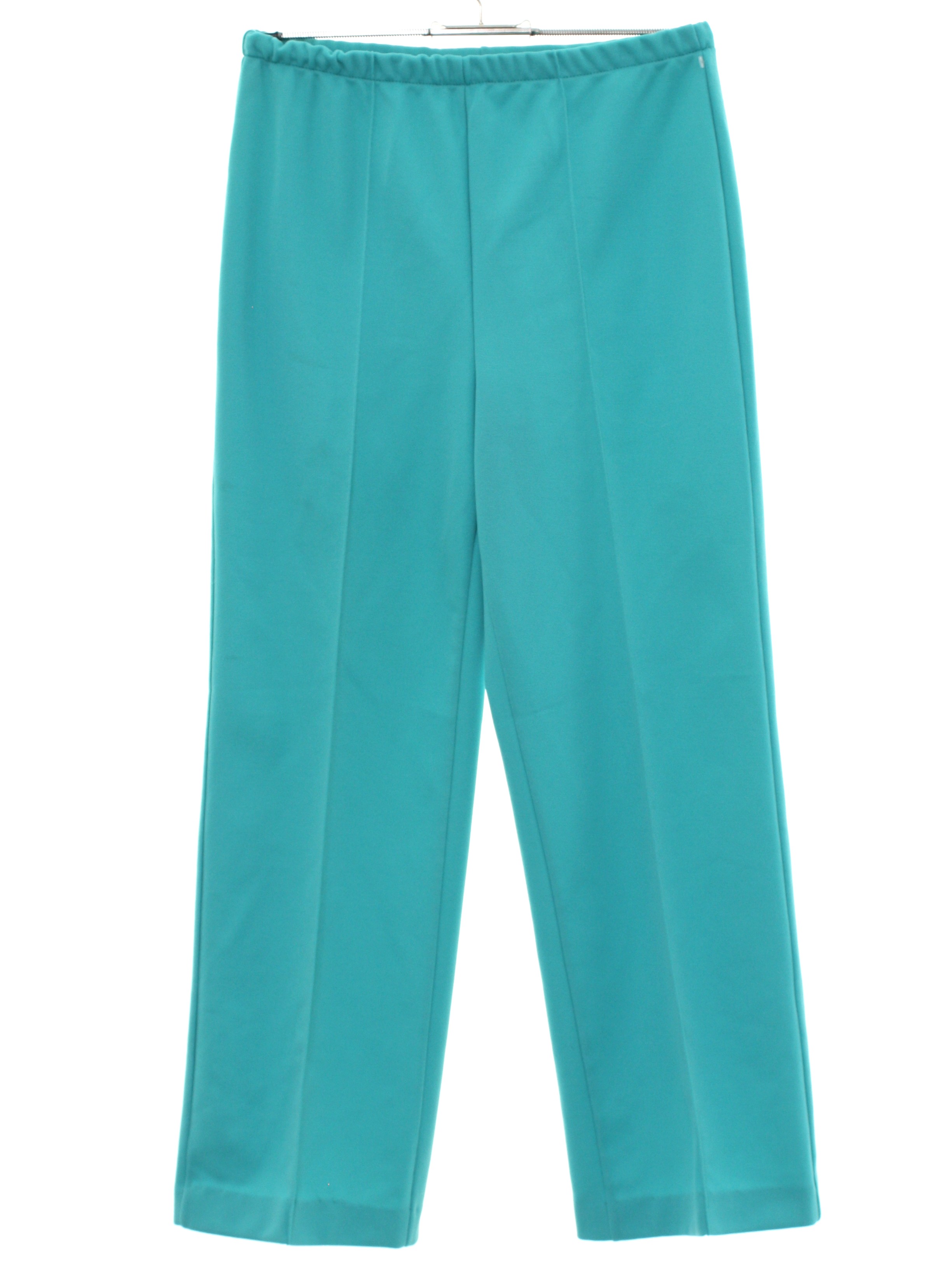 1970's Pants (Sears): 70s -Sears- Womens teal background polyester knit ...