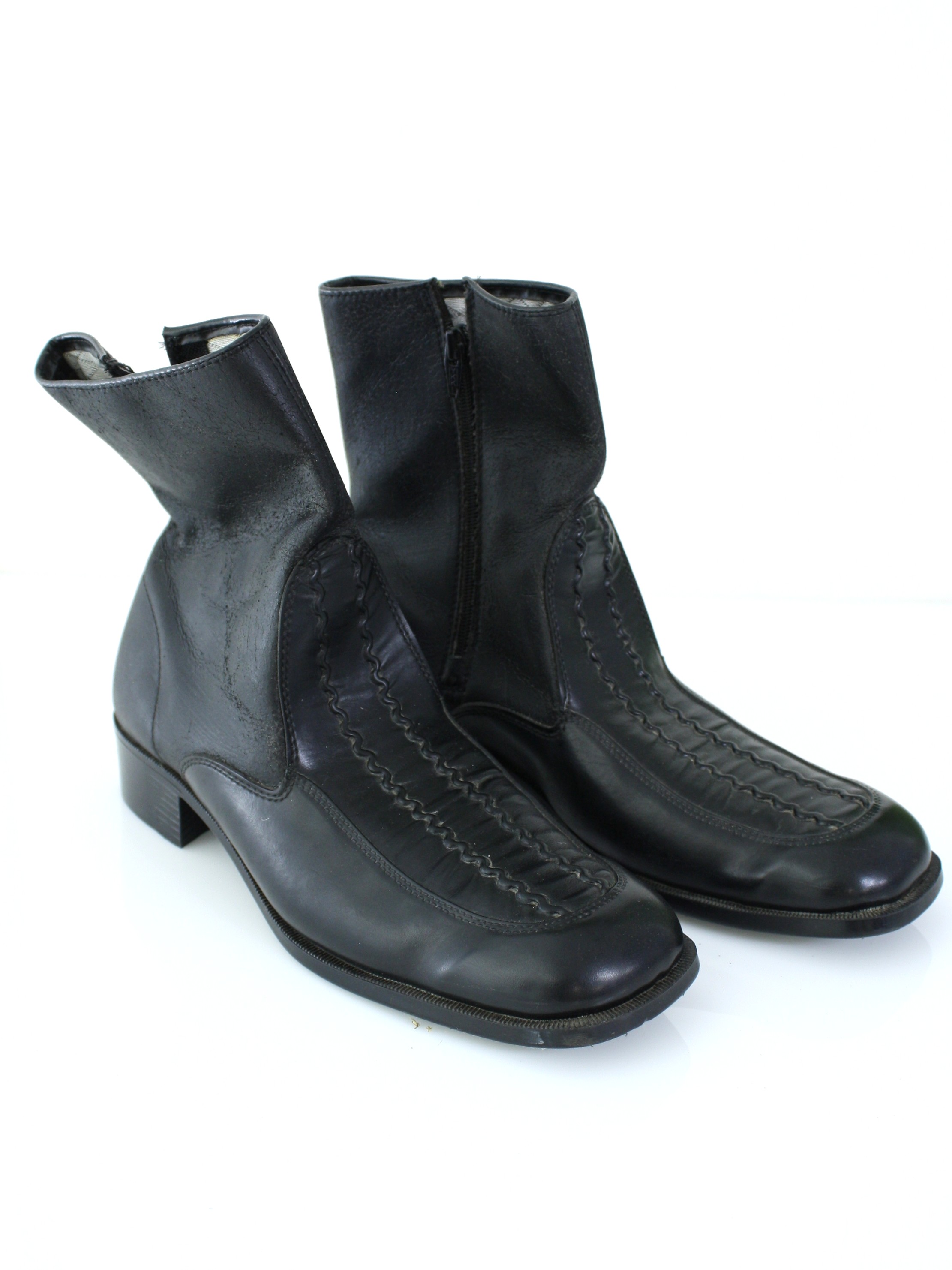 70s Vintage JB Shoes: 70s -JB- Mens black background faux leather mod ...
