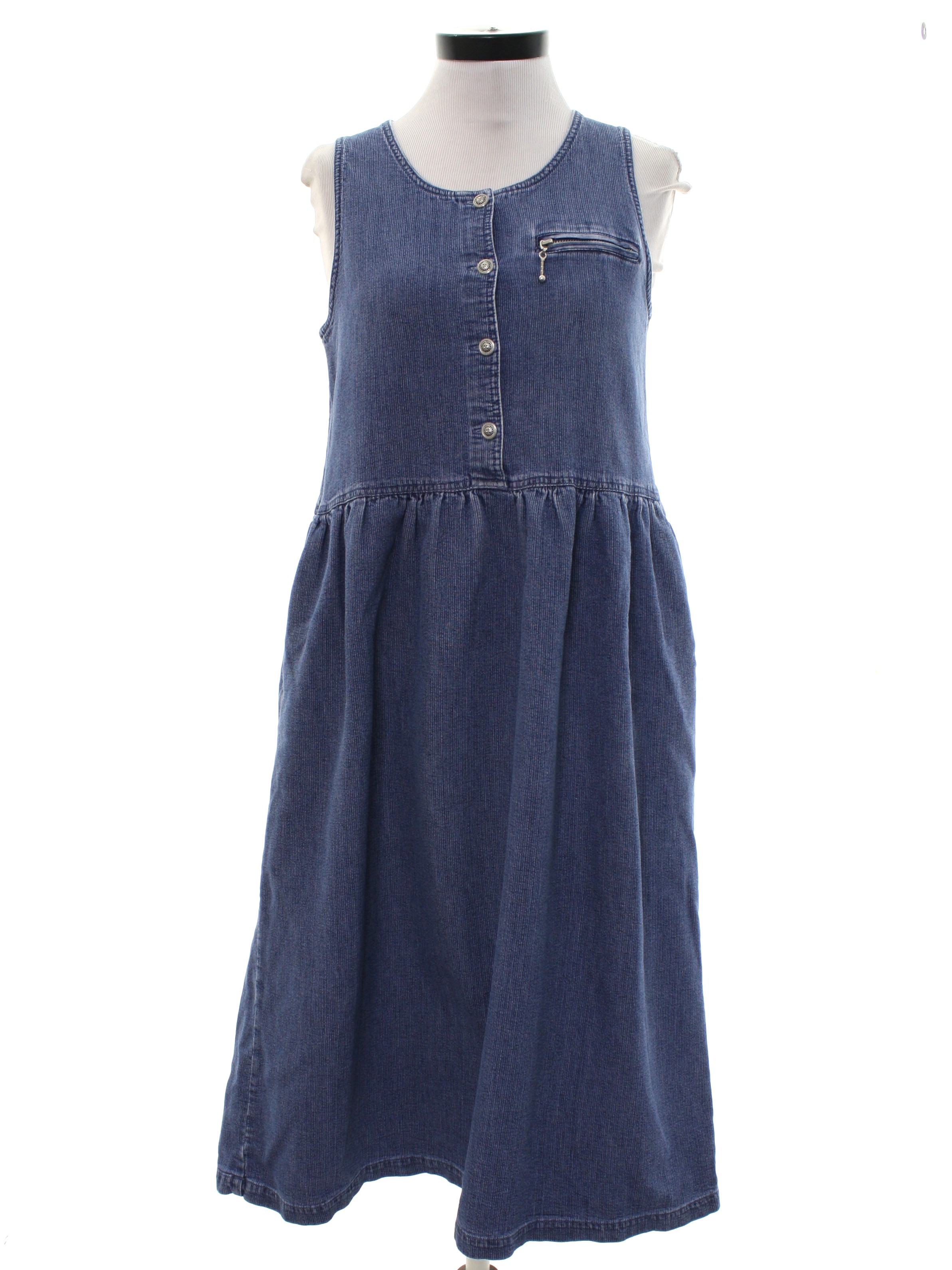 Retro Nineties A-Line Dress: 90s -Casual Corner- Womens blue background