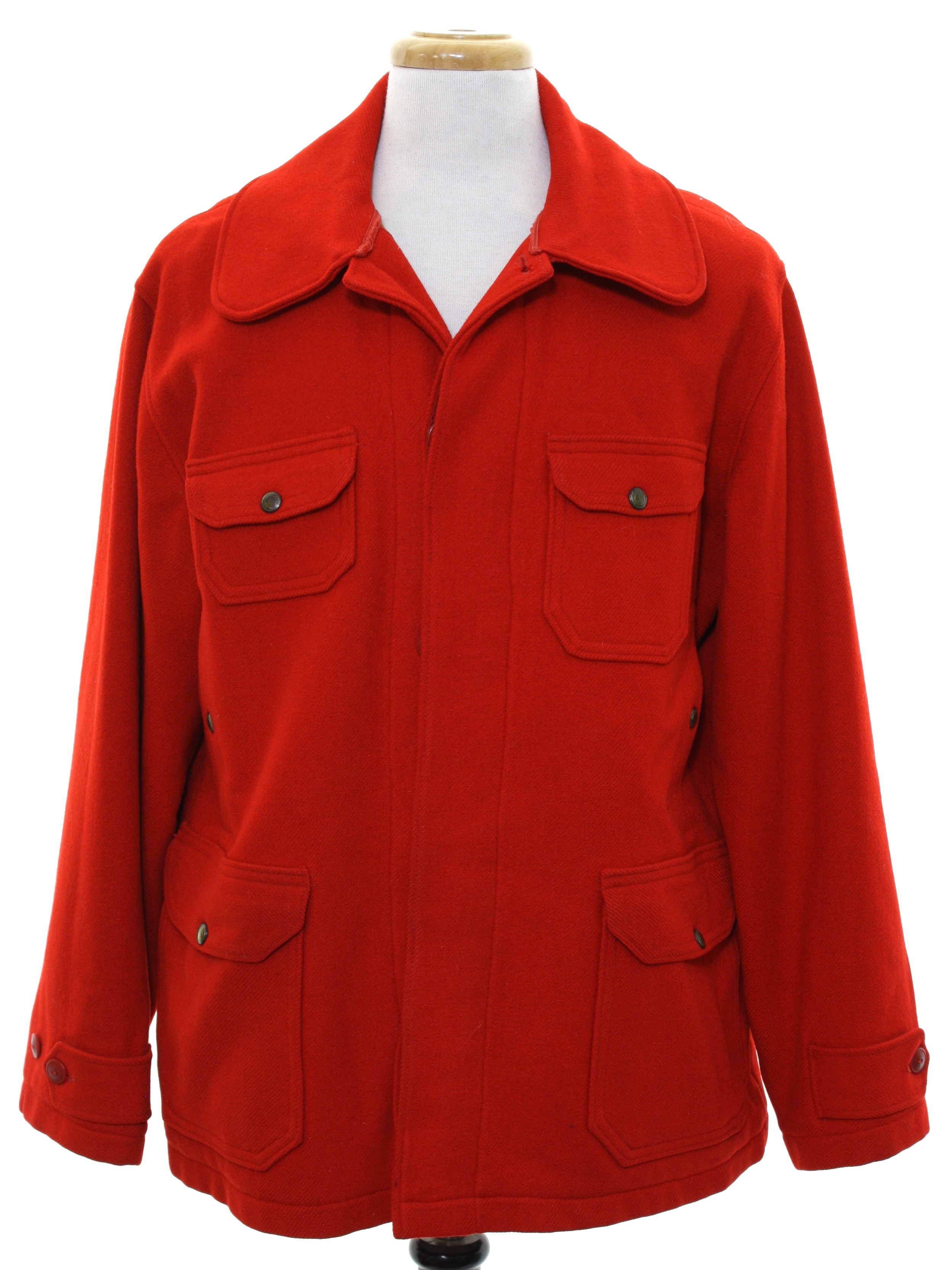 Vintage Woolrich 1950s Jacket: Early 50s -Woolrich- Mens red heavy wool ...