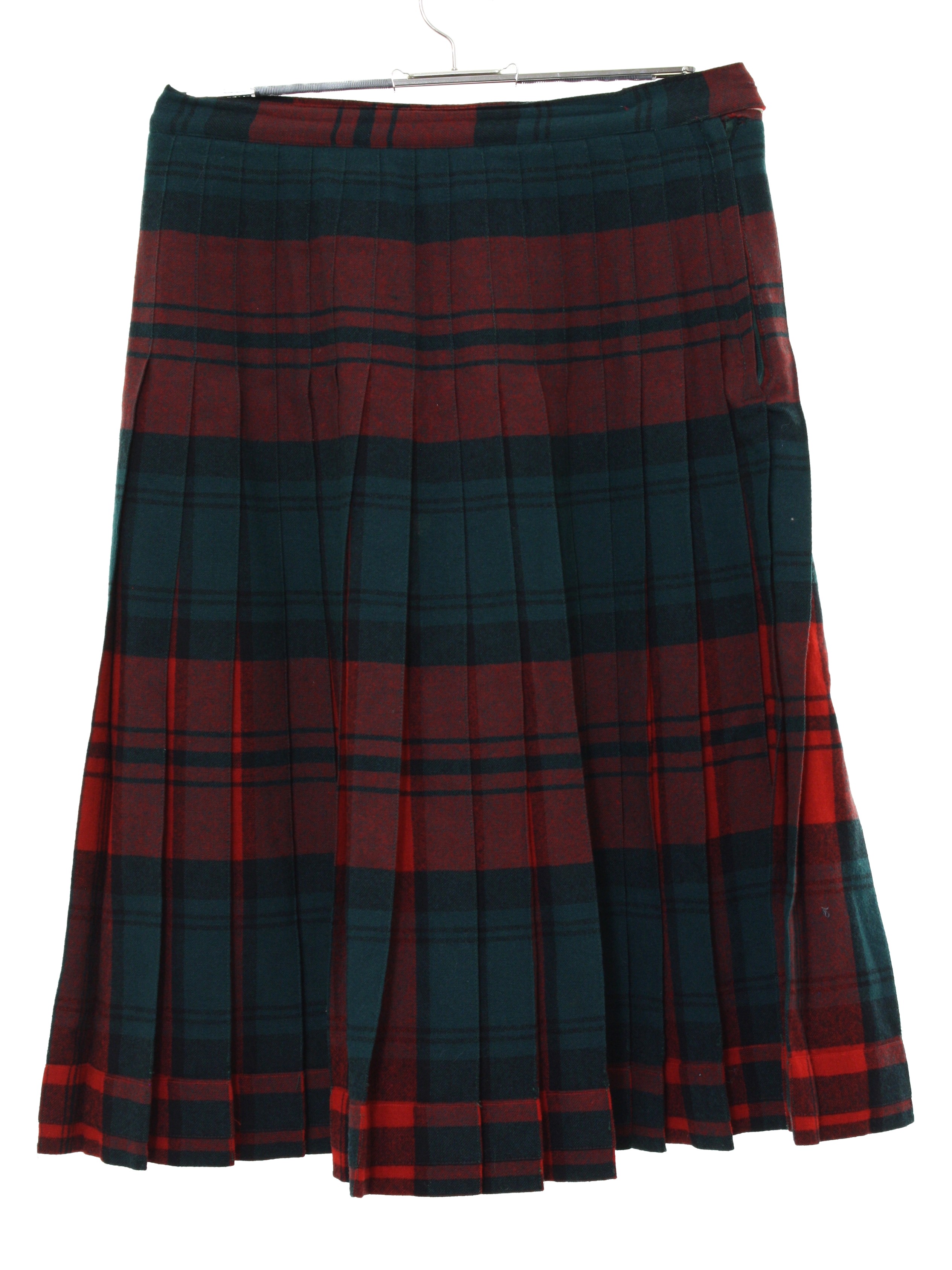 50s red plaid skirt