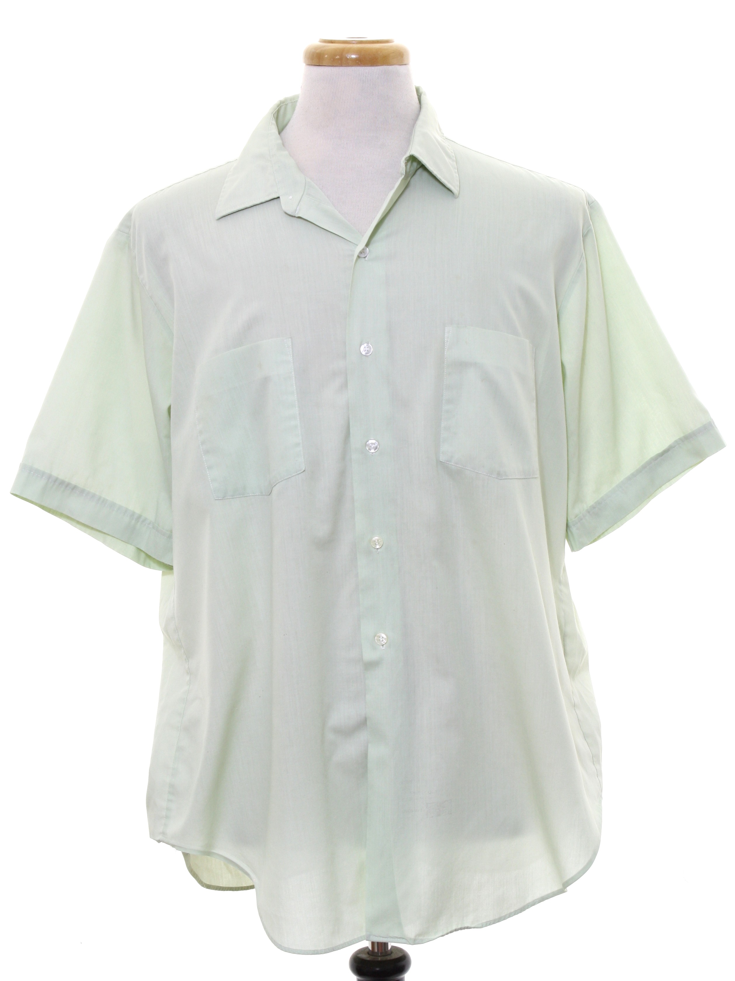 Retro 1960's Shirt (Arrow) : 60s -Arrow- Mens pale moss green polyester ...