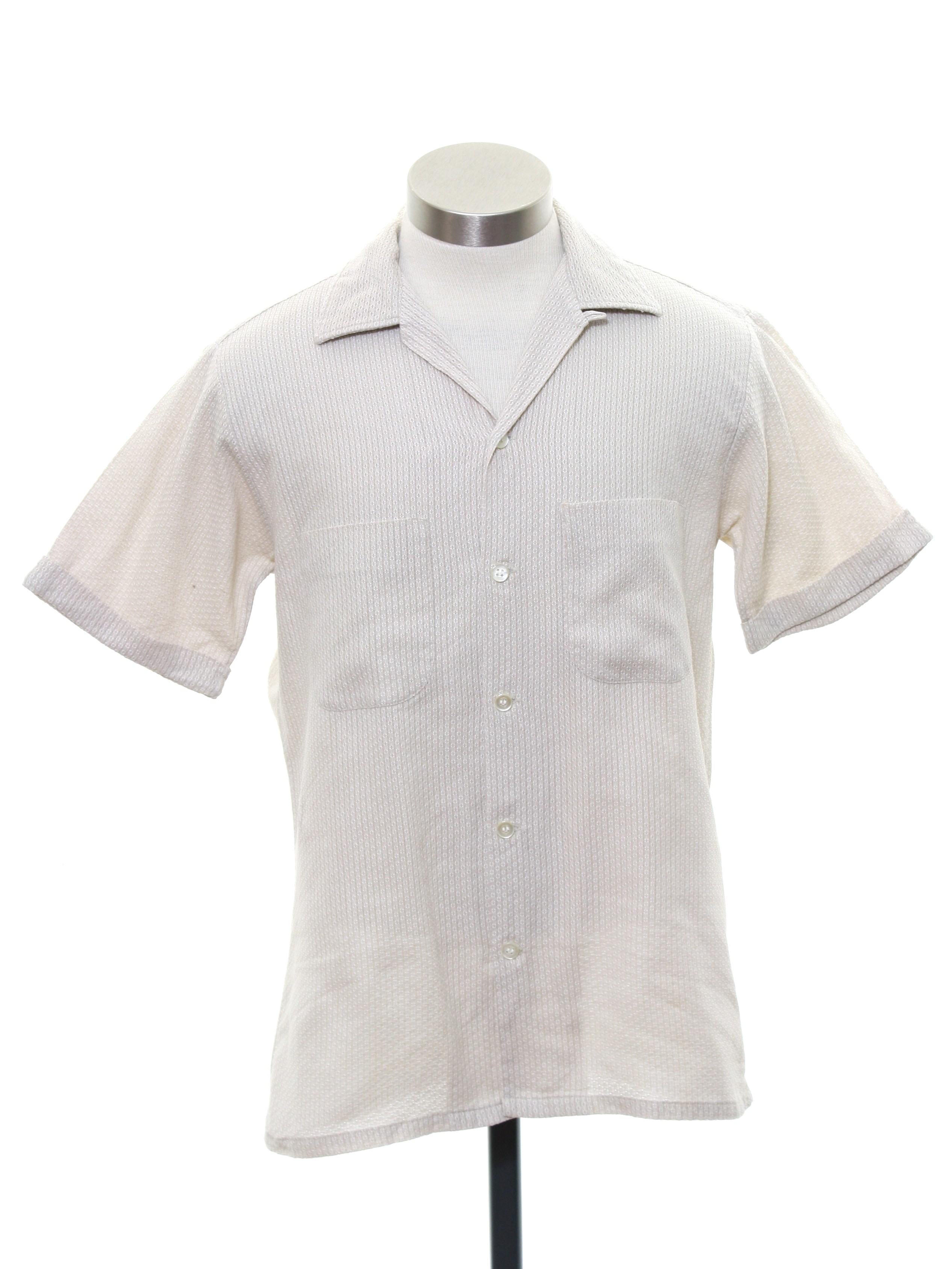 60s Vintage Manhattan Shirt: 60s -Manhattan- Boys beige woven cotton ...