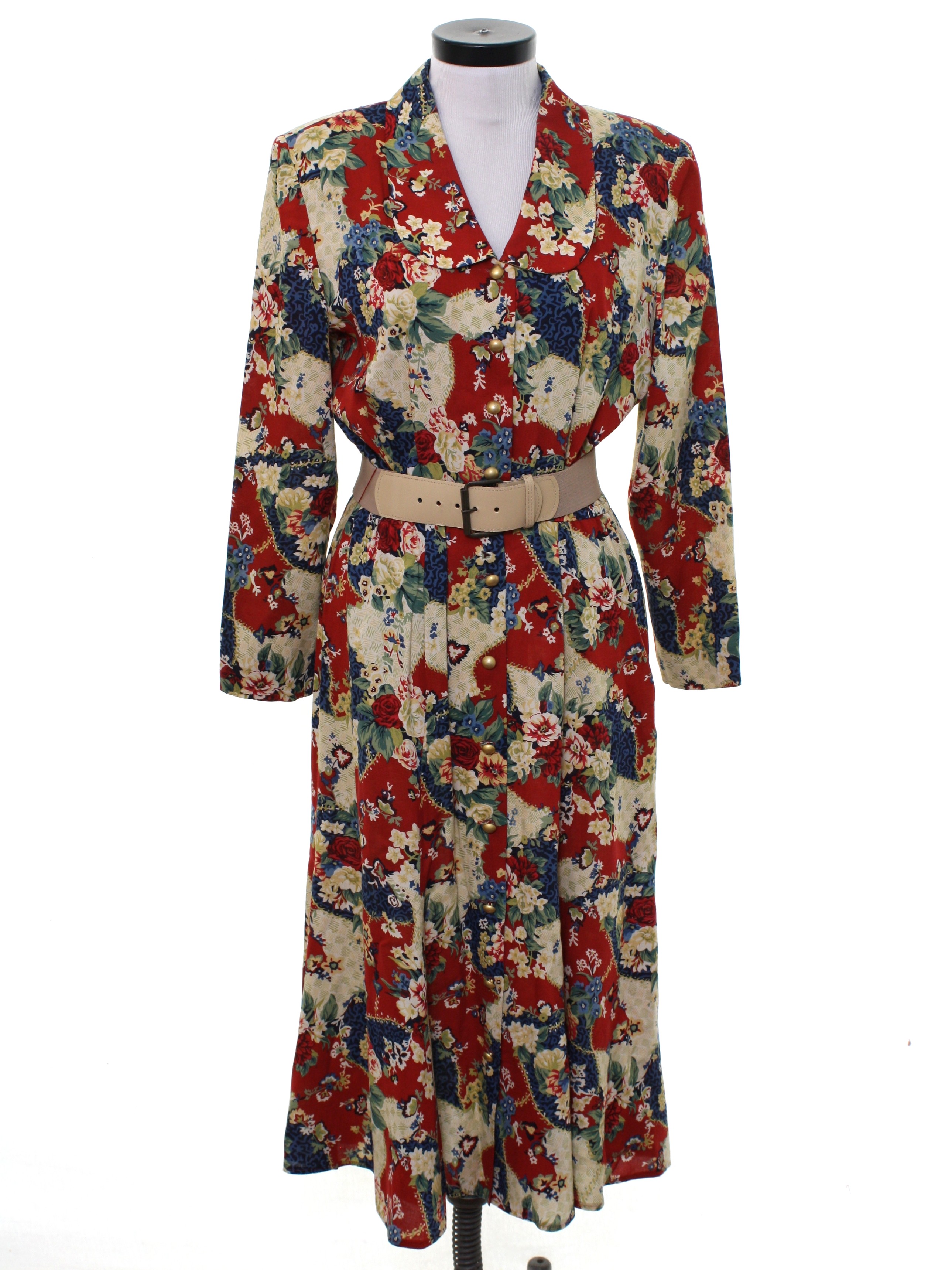 1980's Vintage Leslie Fay Dress: Late 80s -Leslie Fay- Womens red and ...