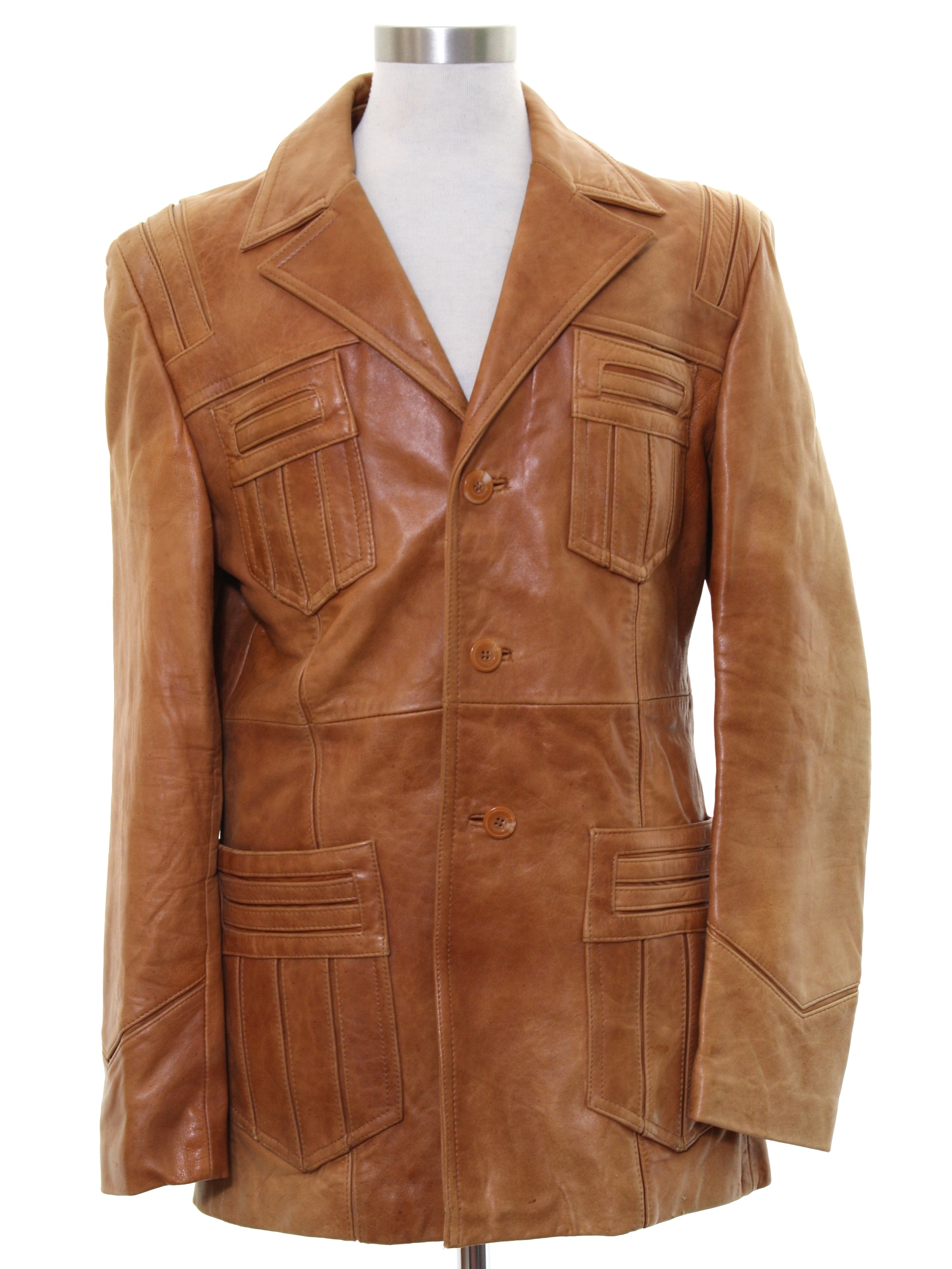1970's Retro Leather Jacket: 70s -Wilsons- Mens shades of tan leather ...