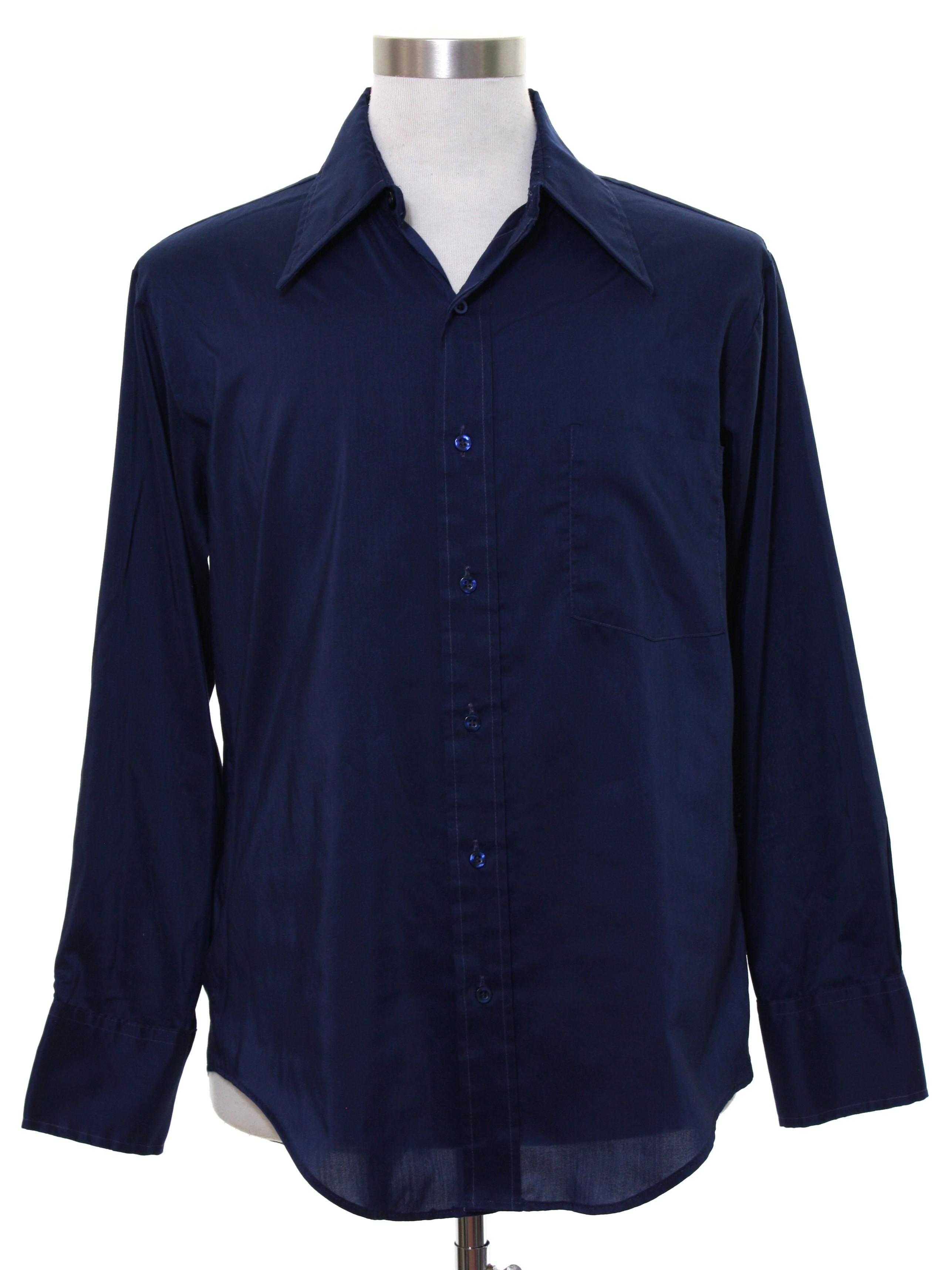 1970's Disco Shirt (JC Penney): 70s -JC Penney- Mens dark blue ...