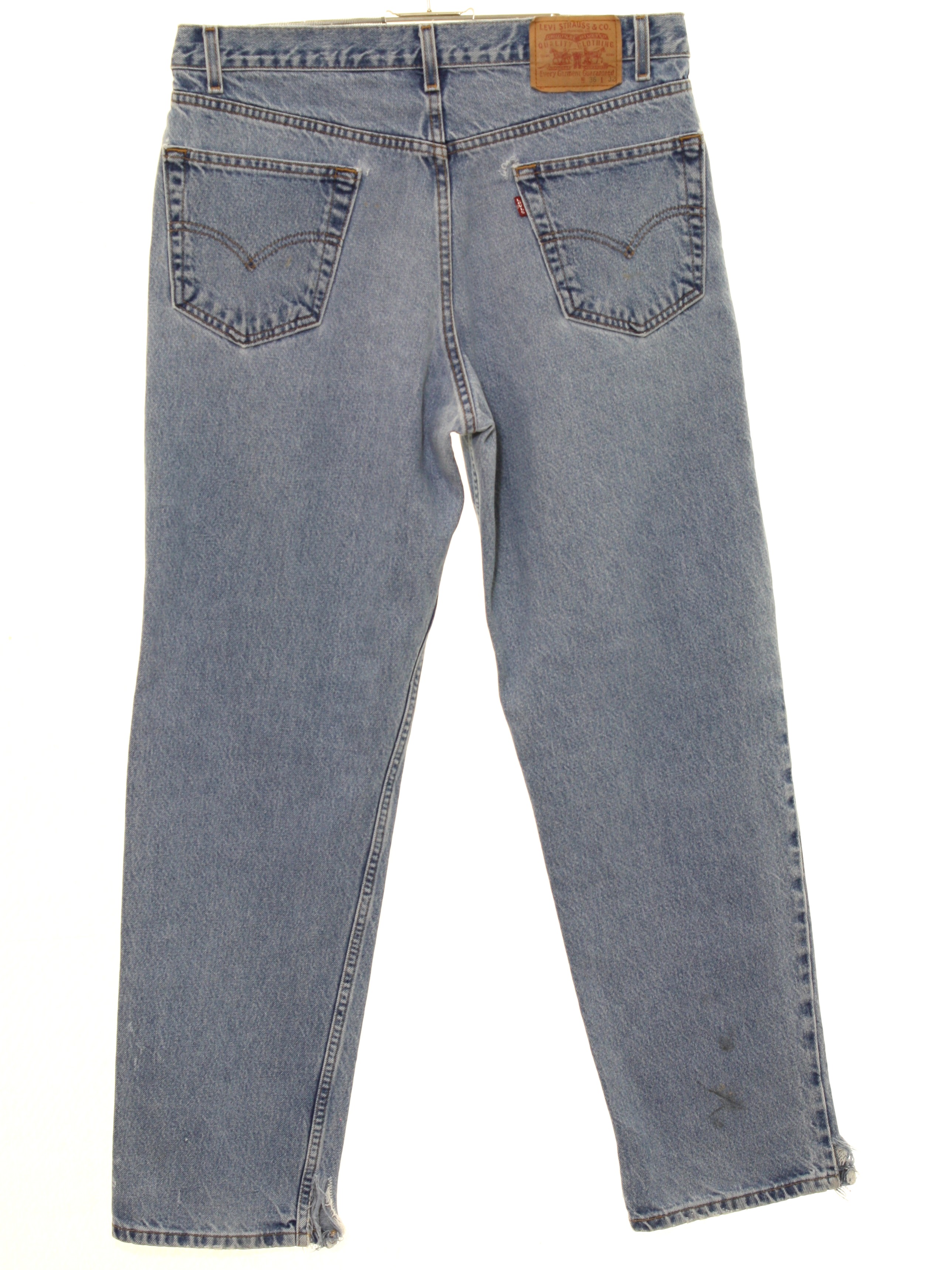 Nineties Levis Pants 90s Levis Mens Stone Washed Slightly Faded And Worn Blue Cotton Denim 6790