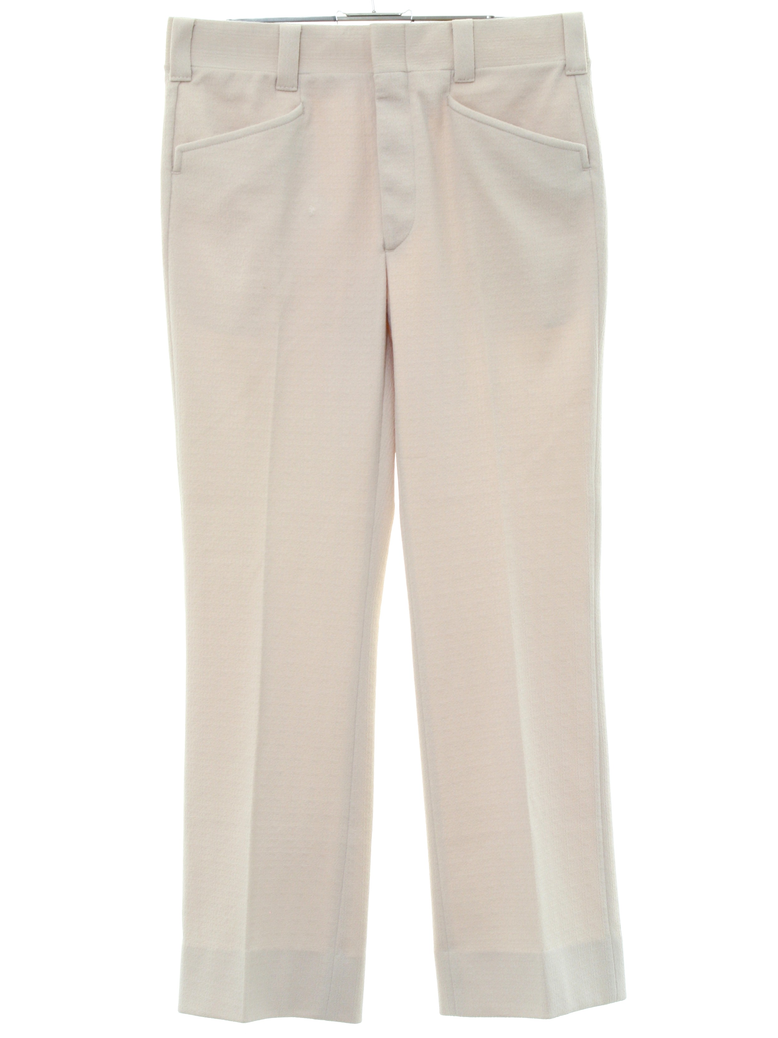 1970's Retro Flared Pants / Flares: 70s -Care Label- Mens cream solid ...