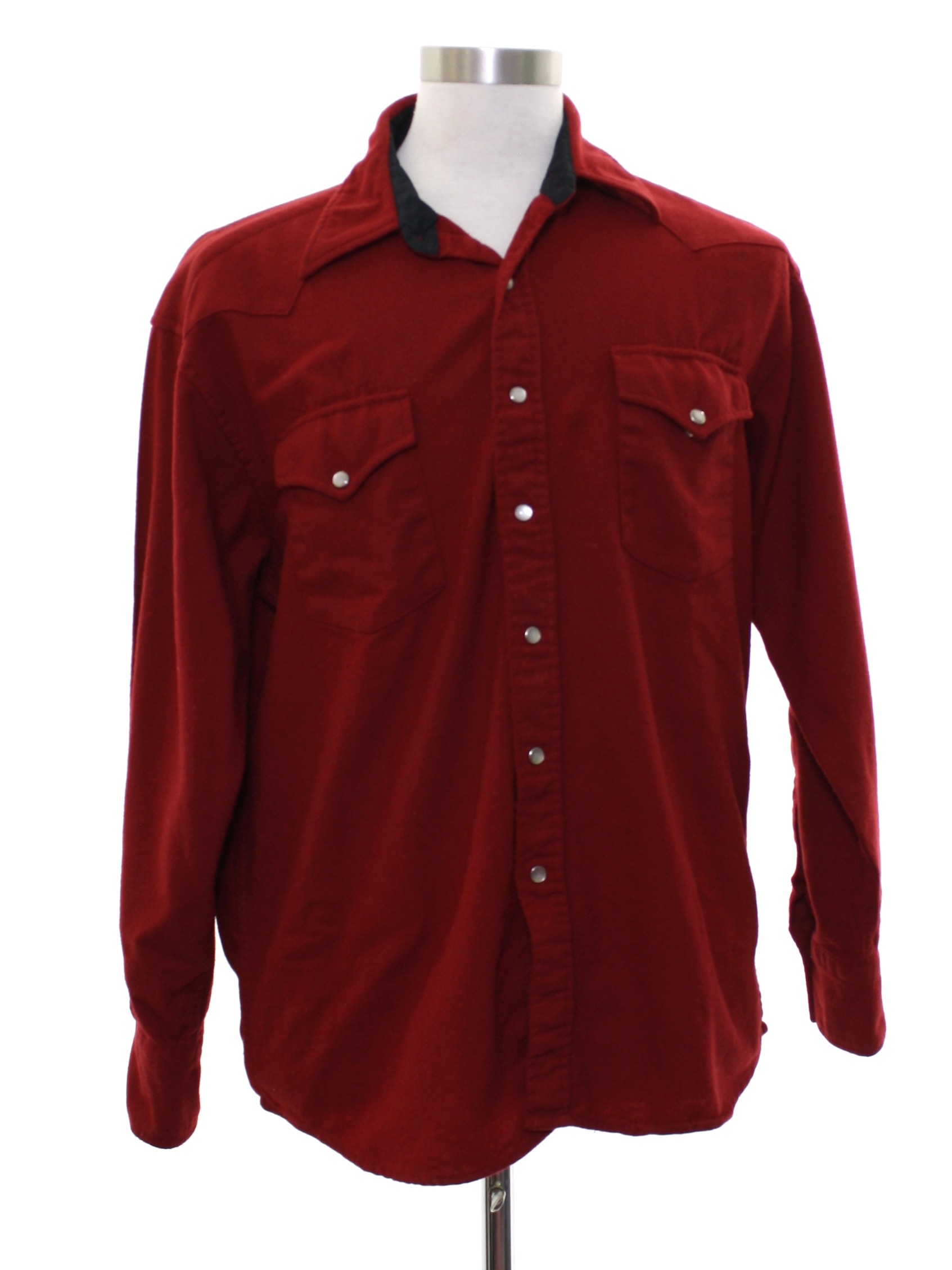 Vintage 80s Western Shirt: 80s -Pendleton- Mens cranberry red heavy ...