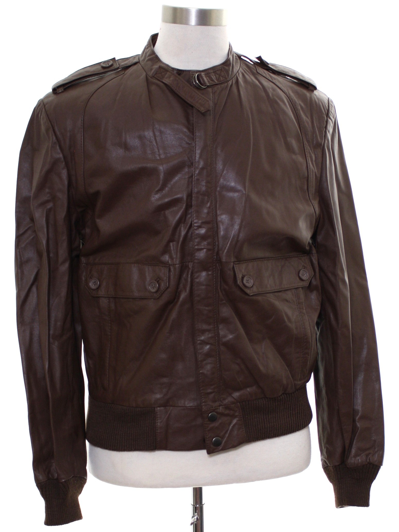 1980's Vintage Stratojac Leather Jacket: 80s -Stratojac- Mens dark ...