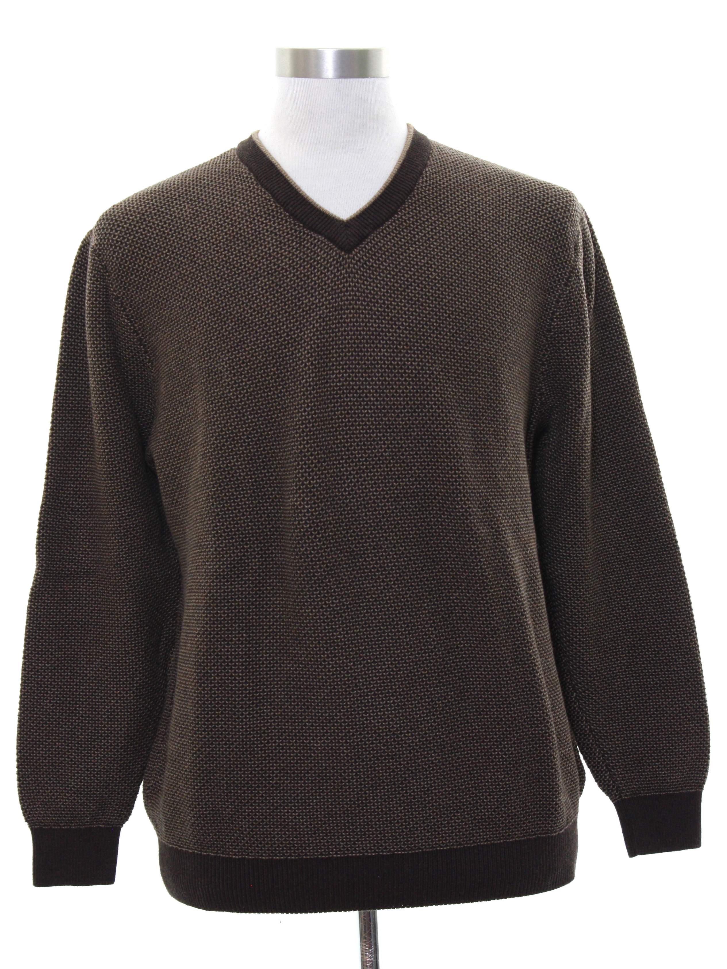 1990s Vintage Sweater: 90s -Roundtree and Yorke- Mens shades of brown ...