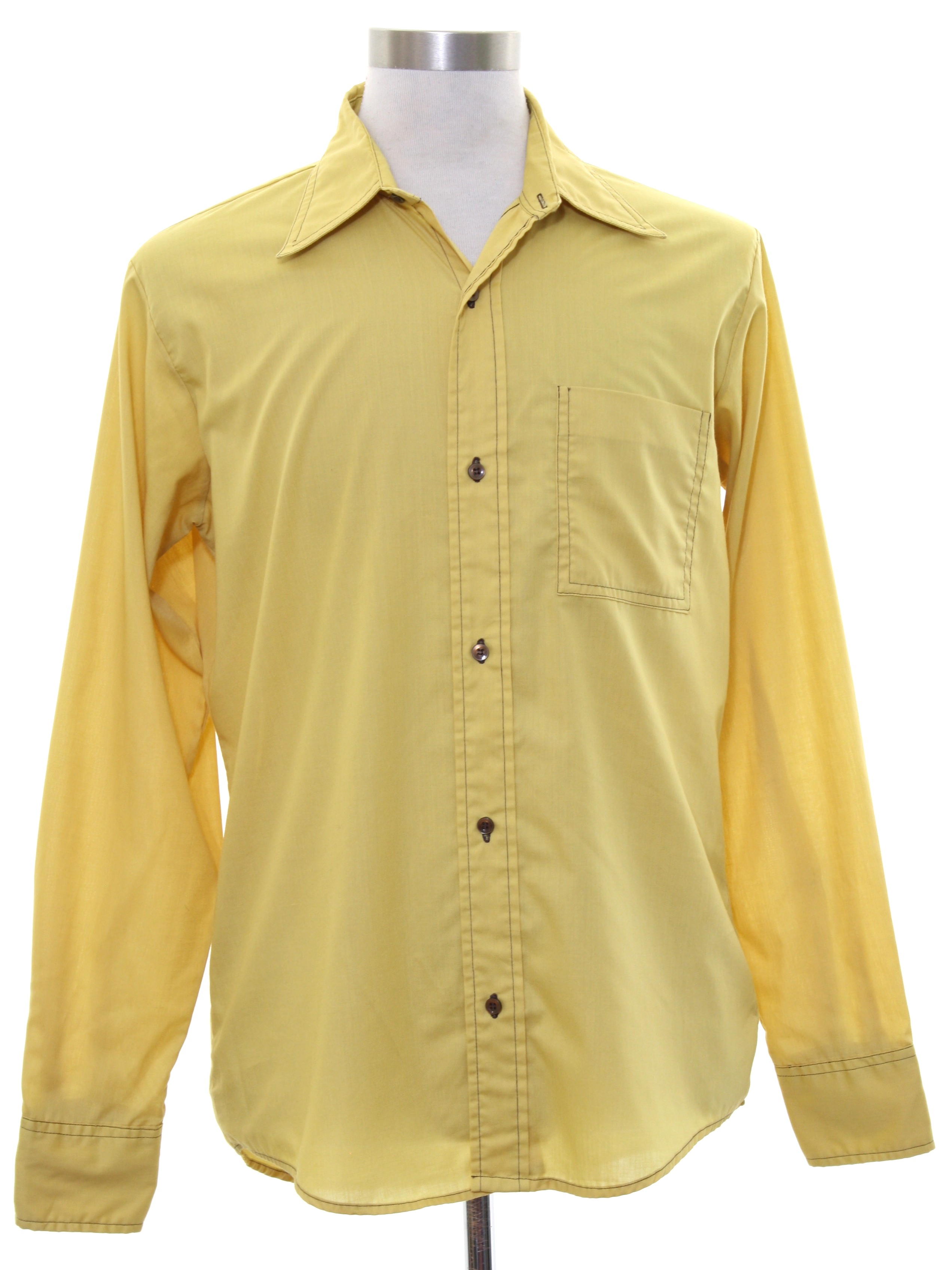1970s Vintage Shirt: 70s -Towncraft- Mens harvest gold polyester cotton ...