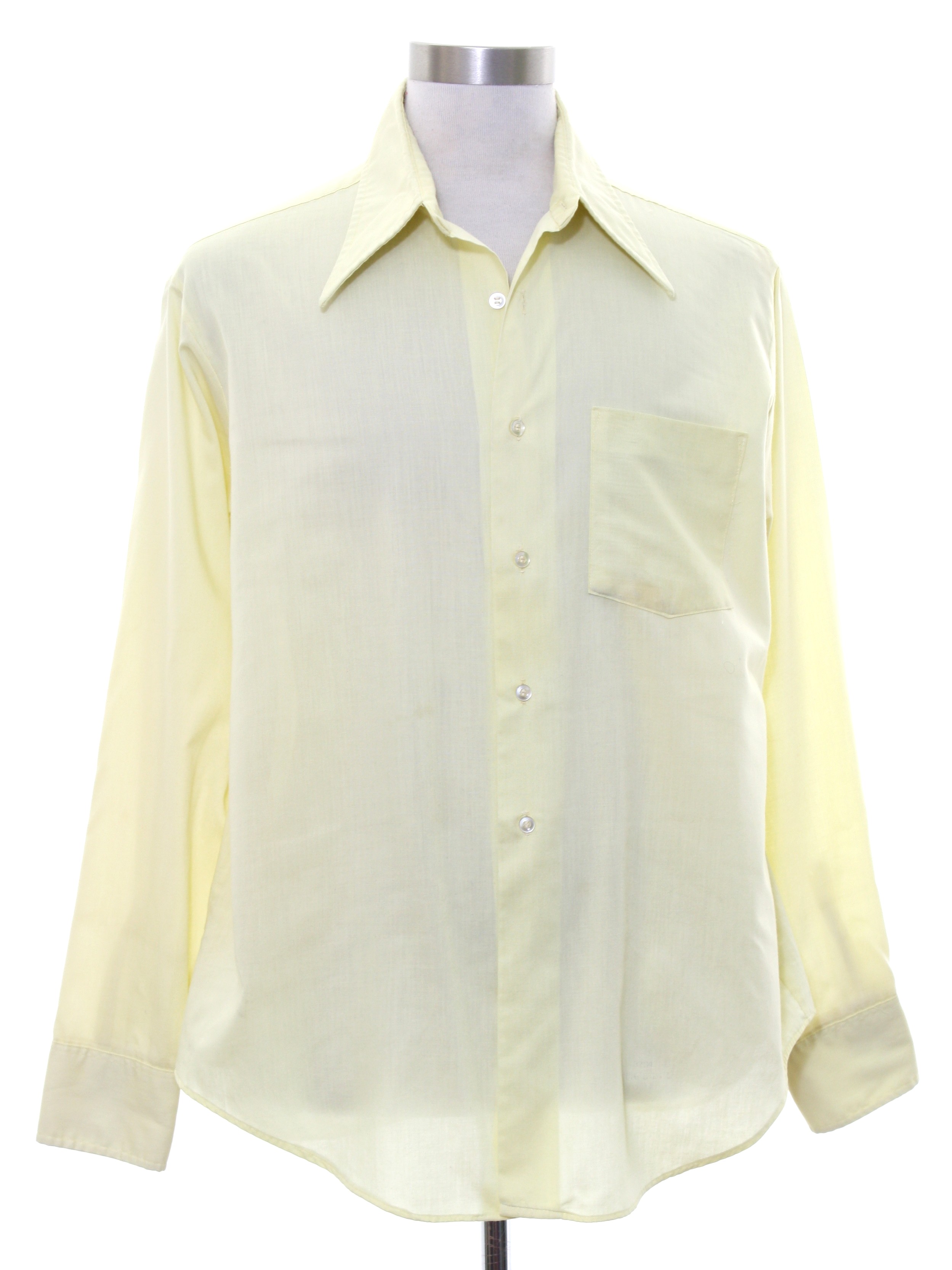 70's Vintage Shirt: 70s -Sutton- Mens soft yellow polyester cotton ...