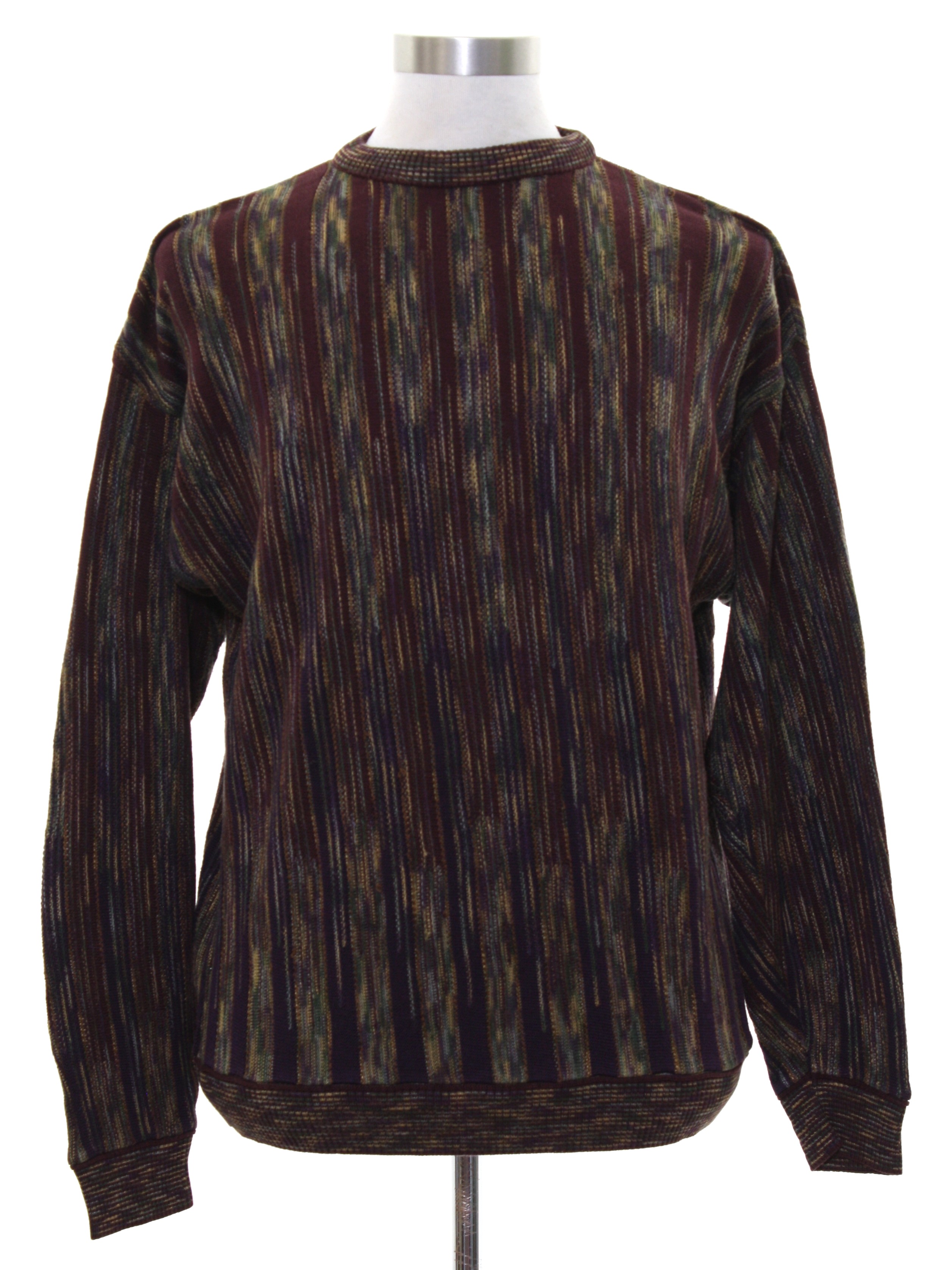Vintage 1980's Sweater: 80s -JWE Design- Mens multicolored background ...