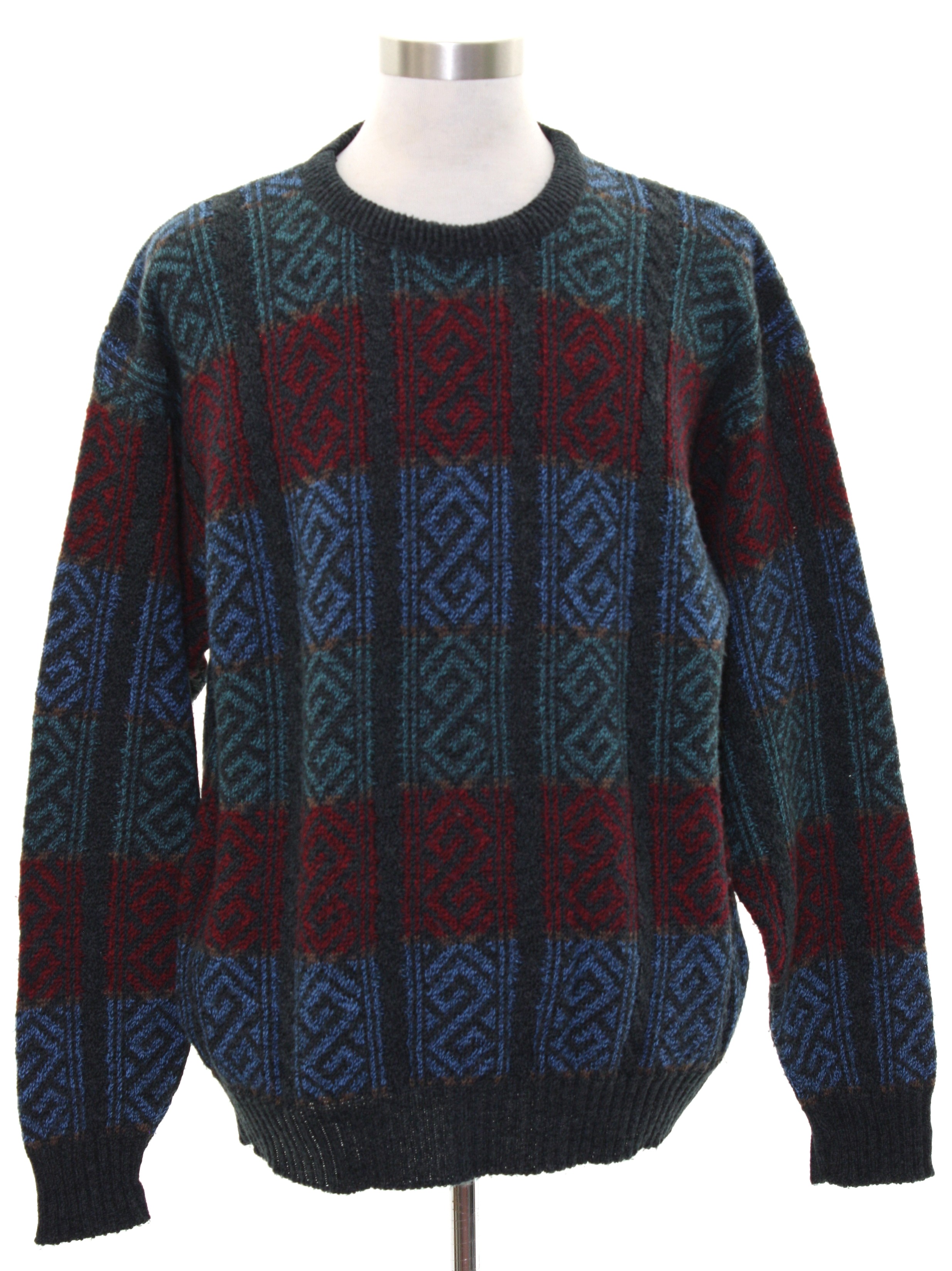 1980s Jantzen Sweater: 80s -Jantzen- Mens multicolored background ...