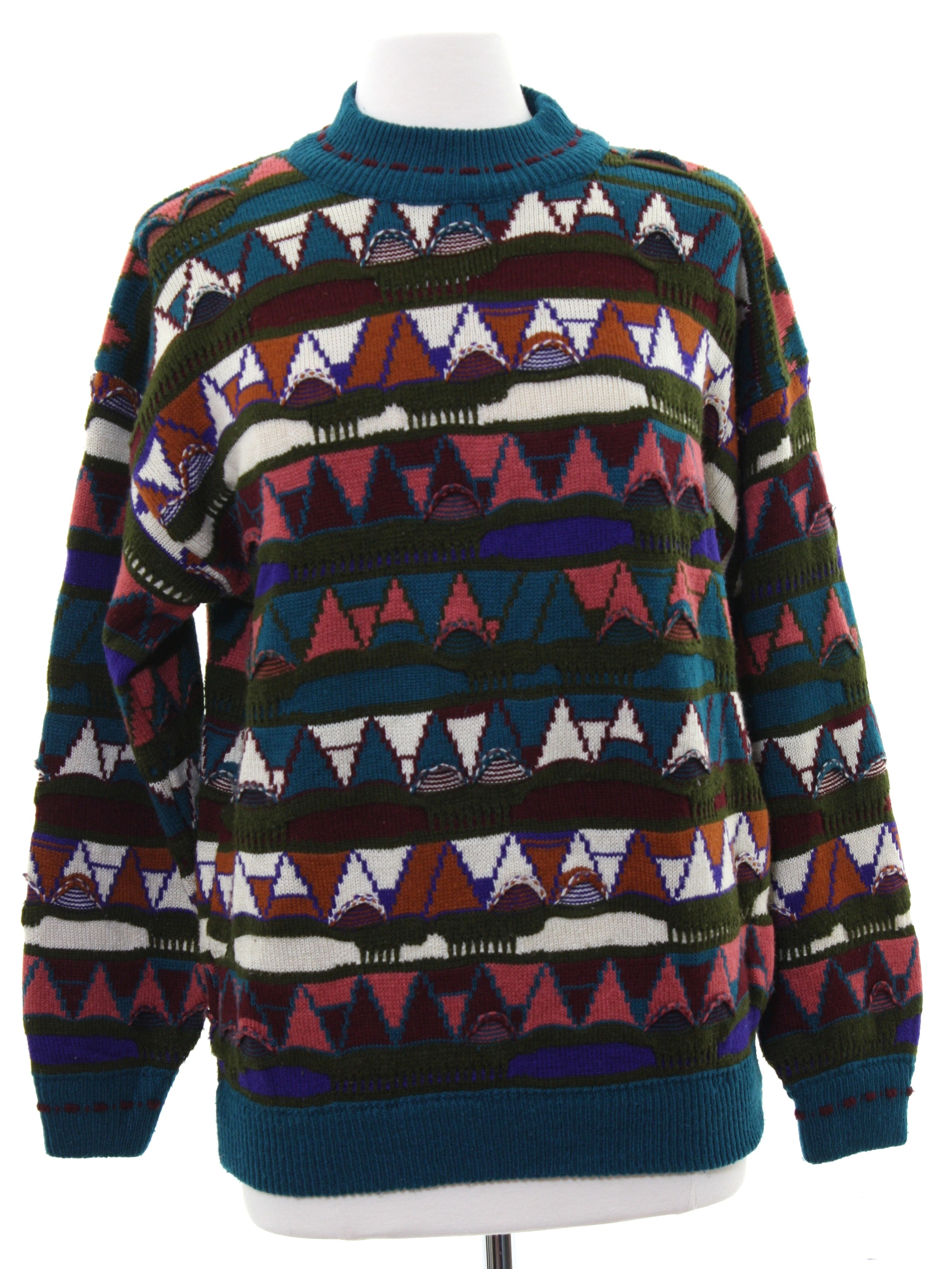 Ivy Eighties Vintage Sweater: 80s -Ivy- Womens teal background acrylic ...