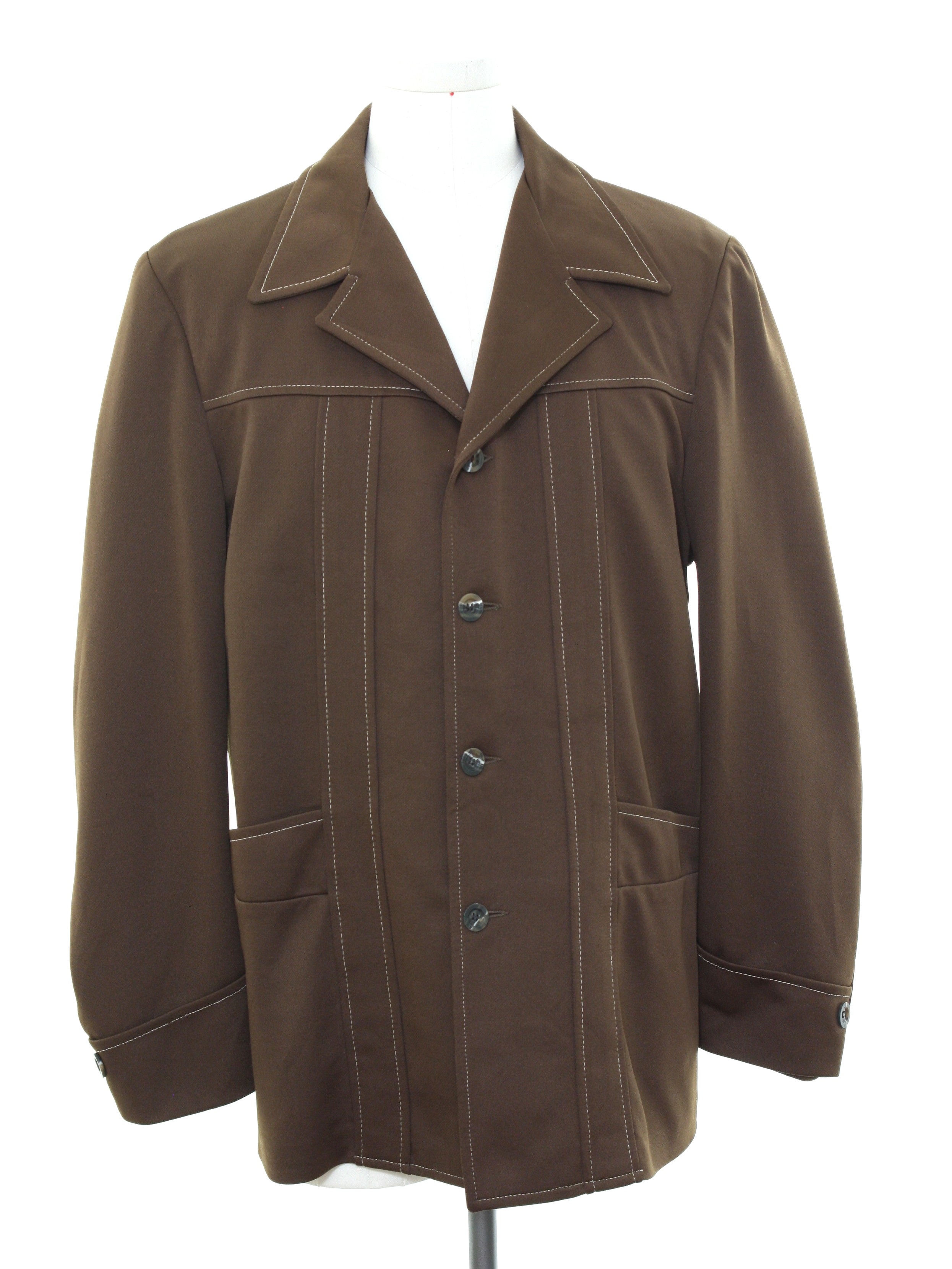 Vintage 1970's Jacket: 70s -John Blair- Mens dark brown polyester ...