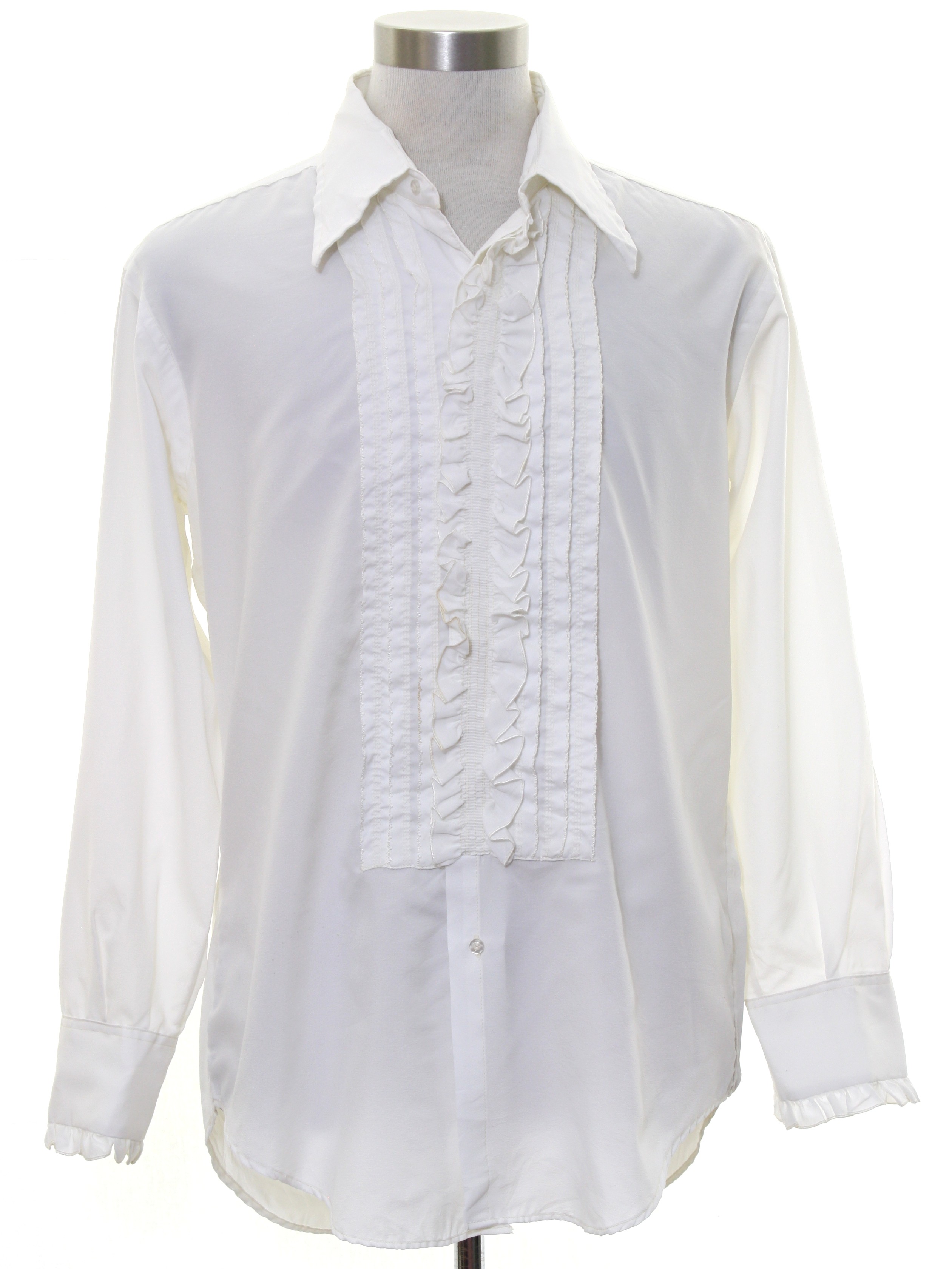 Vintage 1970's Shirt: 70s -Oscar de la Renta designer- Mens white silky ...