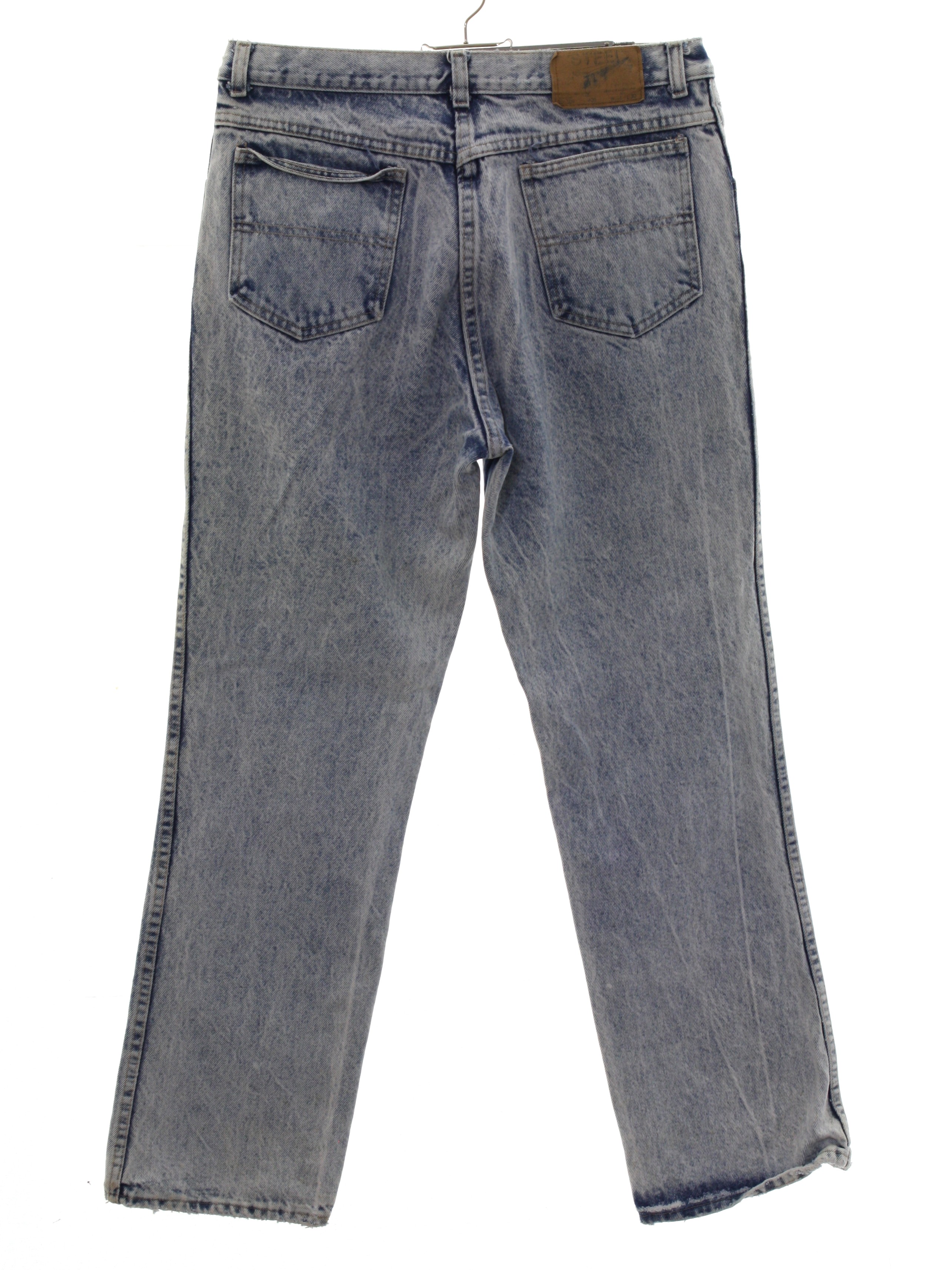 Retro 1980s Pants: 80s -Steel Jeans 105109- Mens acid washed worn blue ...