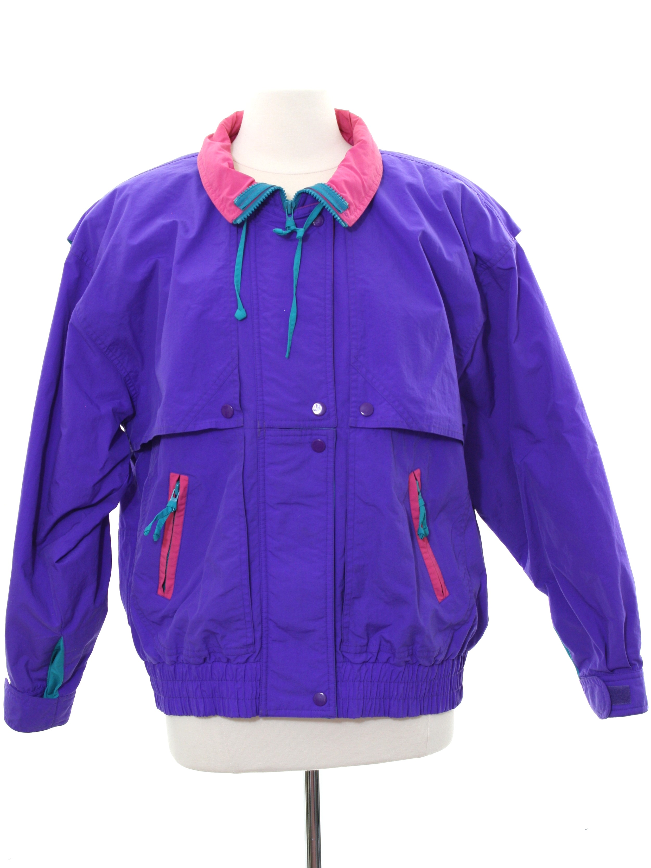 Jacket Cabin Creek Womens Purple Crisp Nylon Velcro Sleeve