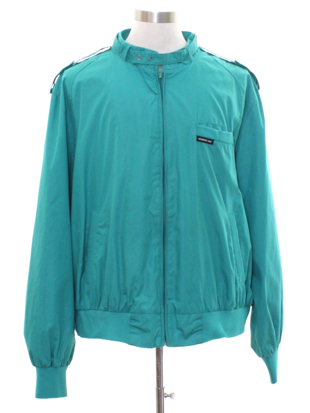 Jacket: -Members Only- Mens tropical teal green polyester cotton blend ...