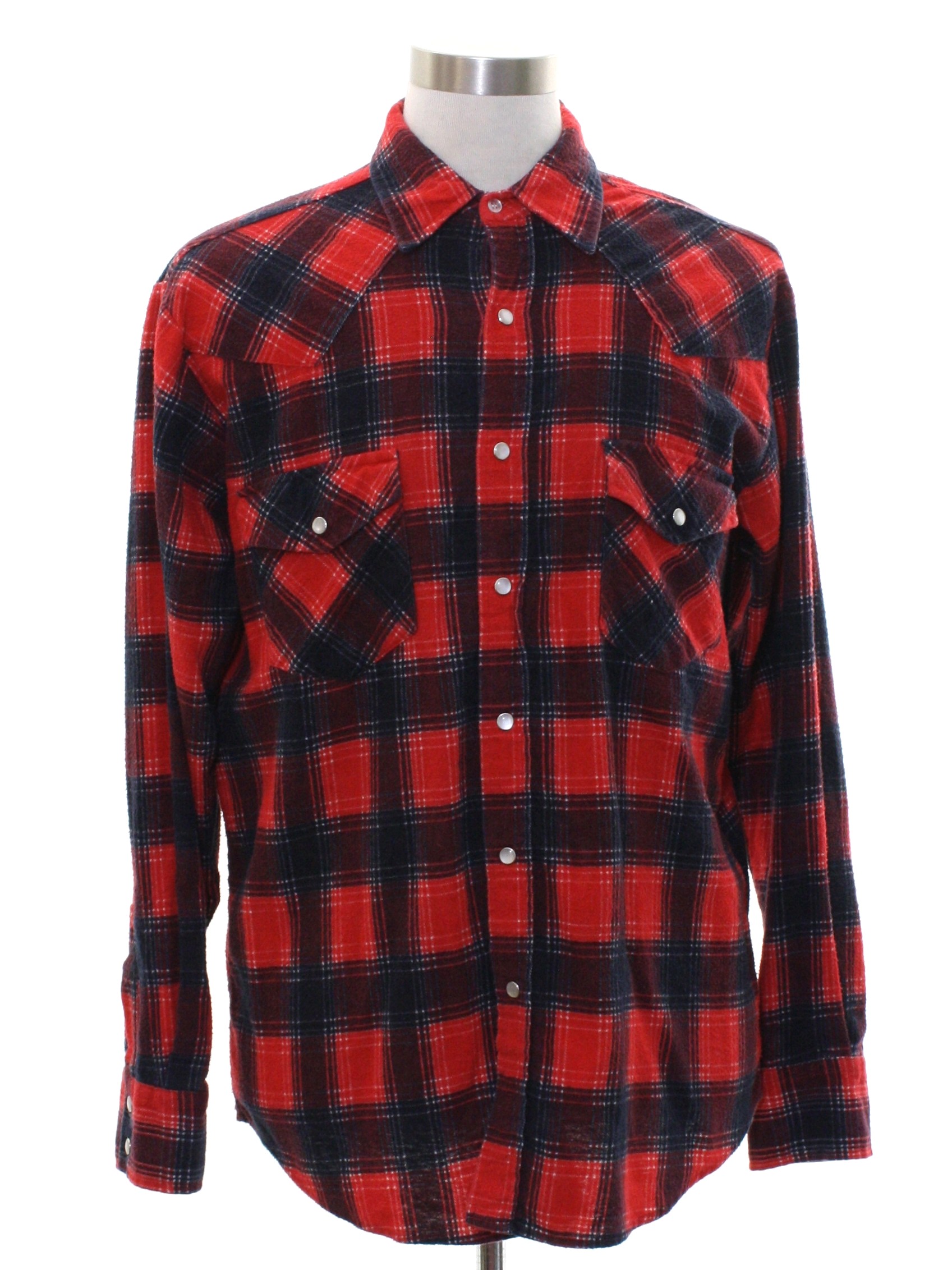 Vintage 1980's Western Shirt: 80s -Timber Run- Mens red, burgundy black ...