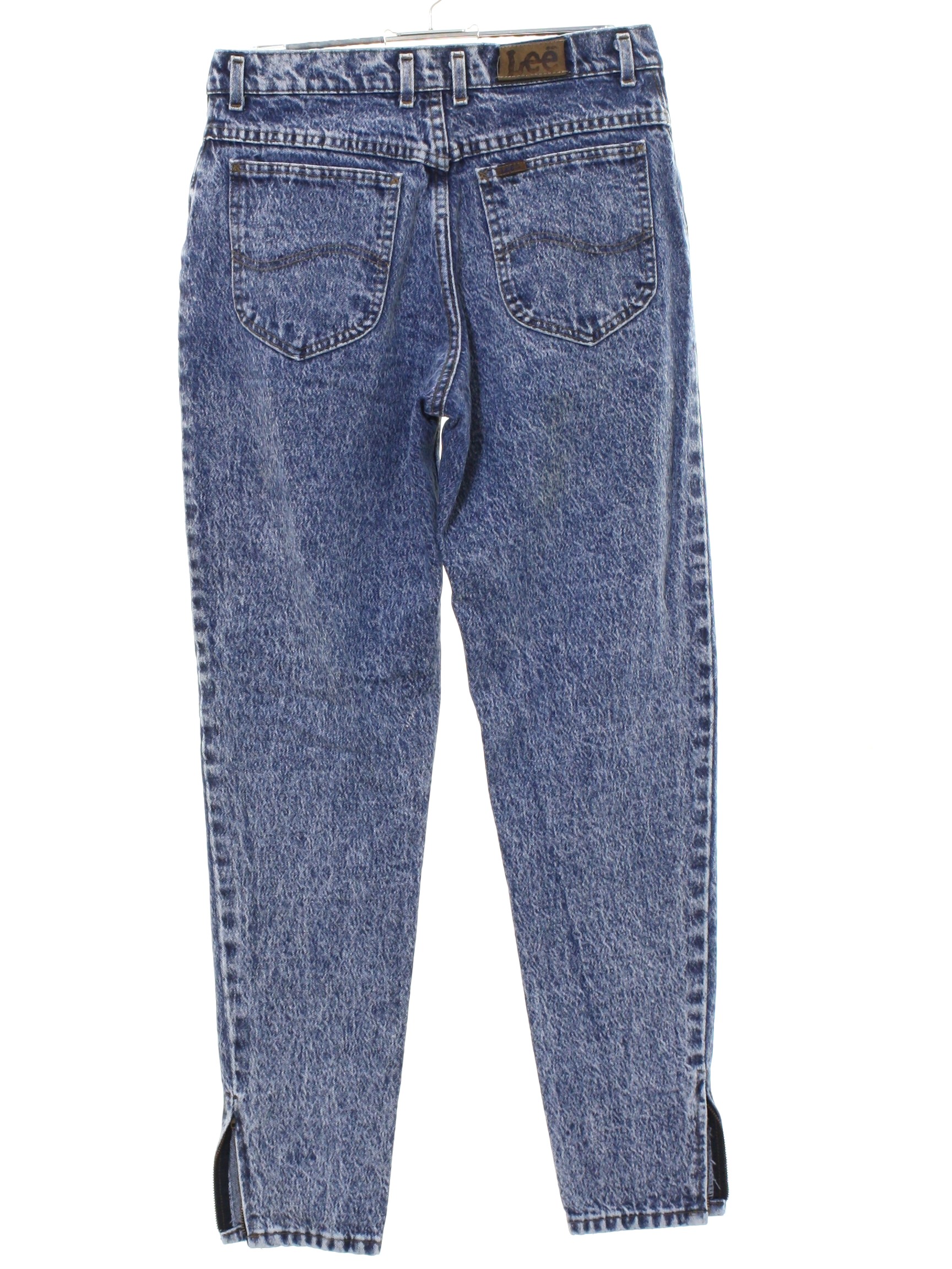 1980's Pants (Lee): 80s -Lee- Womens acid washed blue cotton denim ...