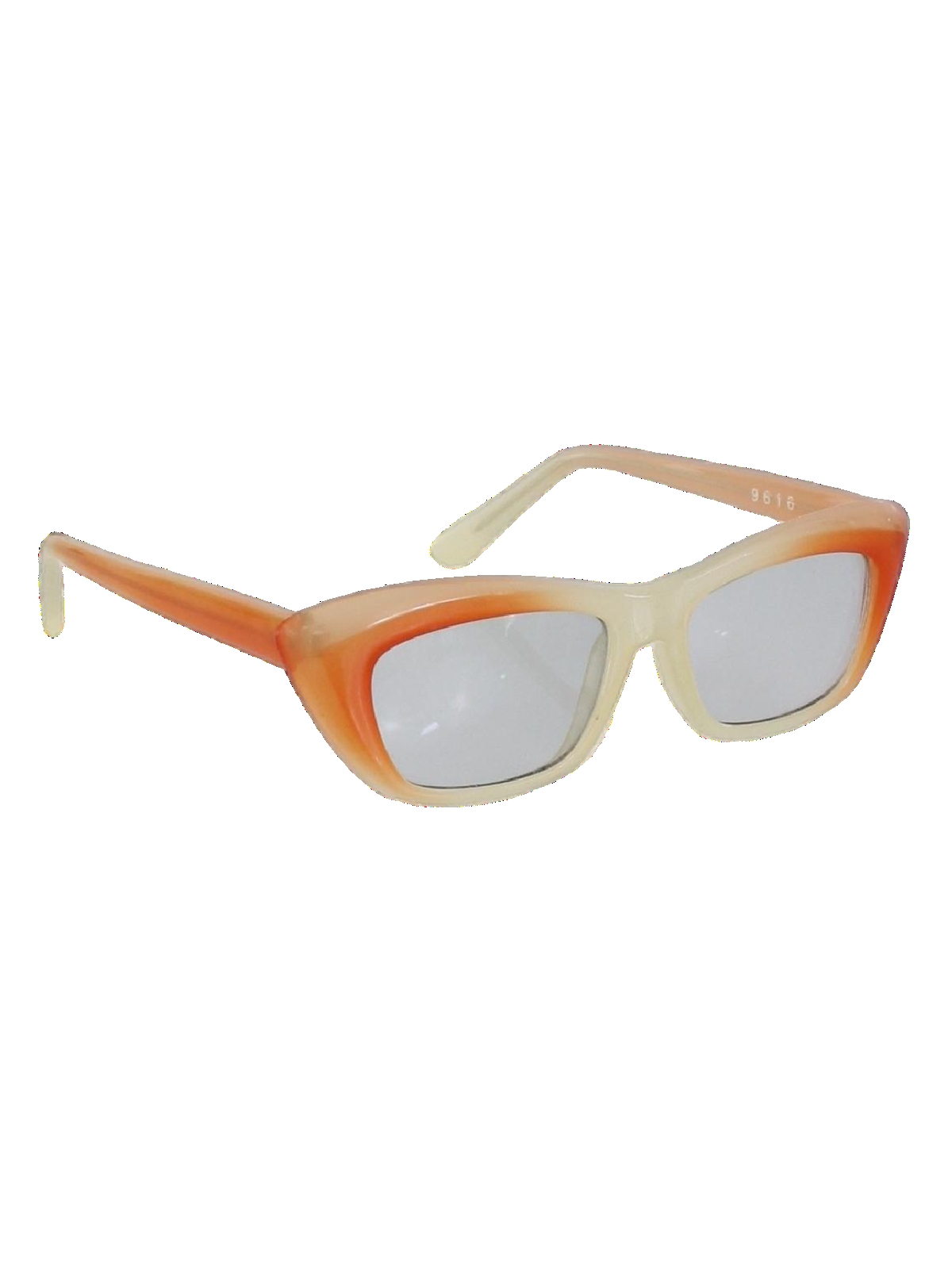 1980s Retro Glasses 80s No Label Womens Orange And Butterscotch Plastic Totally 80s Retro 