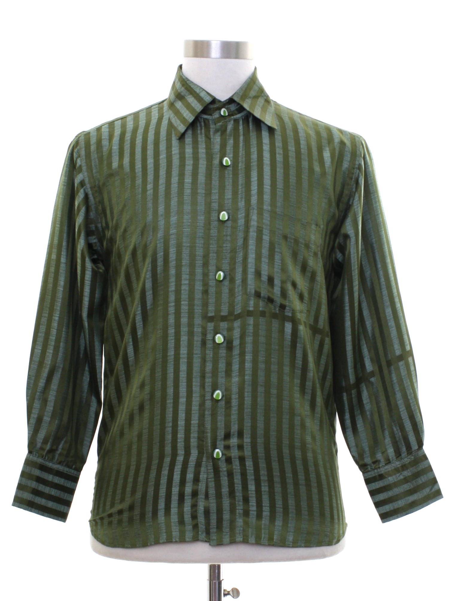 1990's Vintage S. Kumar Shirt: 90s -S. Kumar- Mens shimmery hazy olive ...