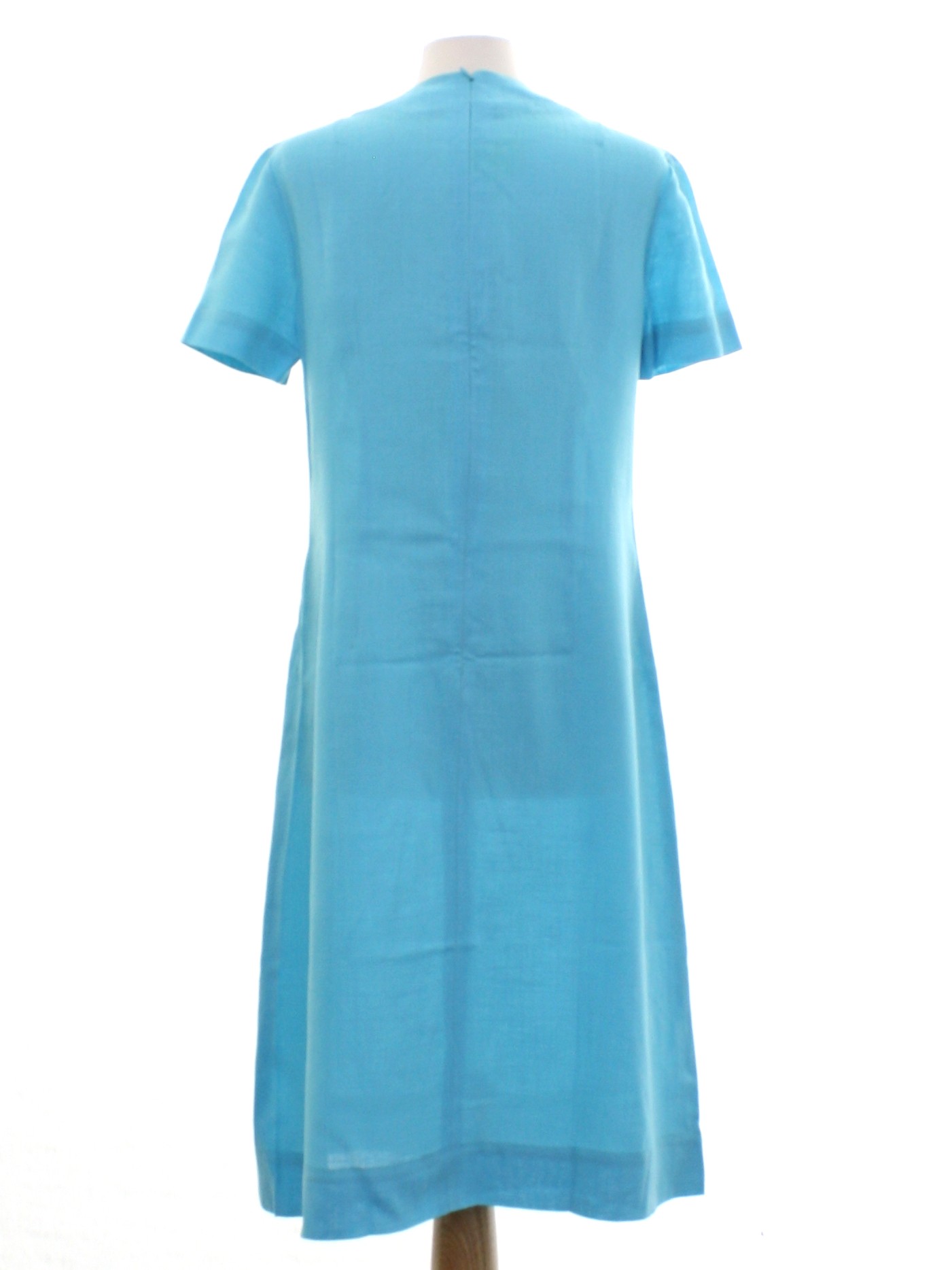 Seventies Vintage A-Line Dress: 70s -Home Sewn- Womens turquoise ...