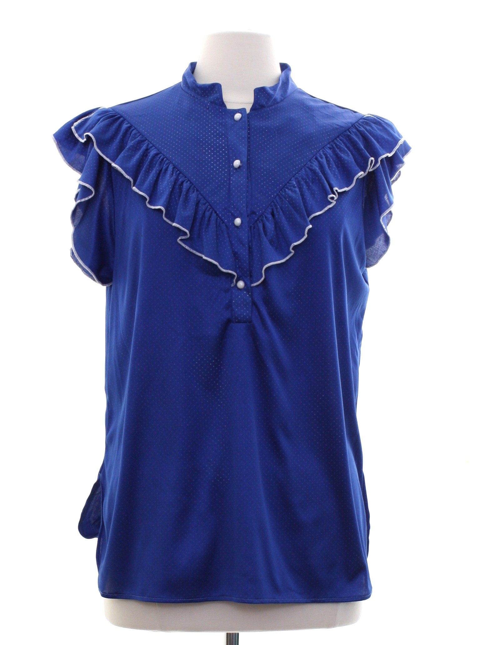 Vintage 1980's Shirt: 80s -No Label- Womens royal blue background ...