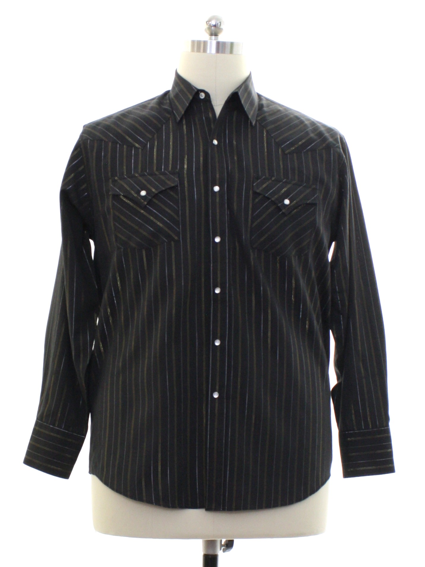 1990's Retro Western Shirt: Early 90s -Ely Cattleman- Mens black ...