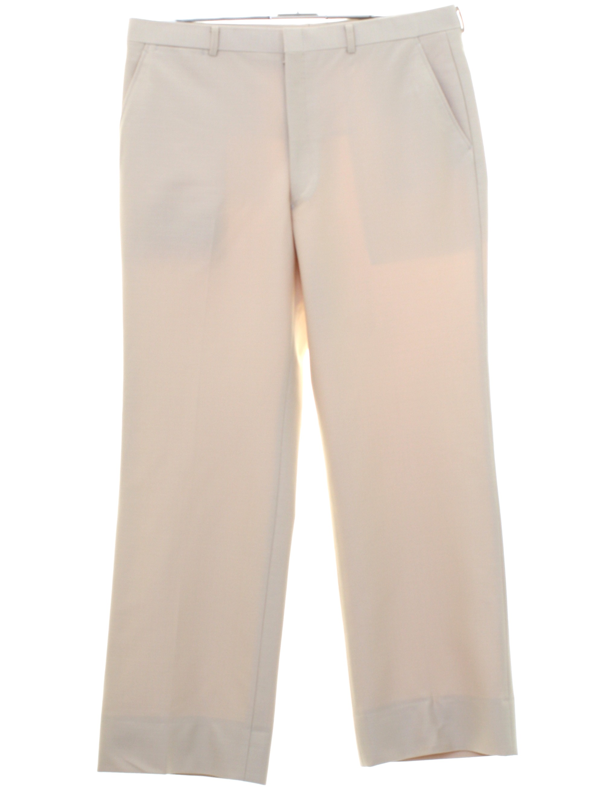 1990's Vintage Pants: 90s -No Label- Mens Beige solid colored textured ...
