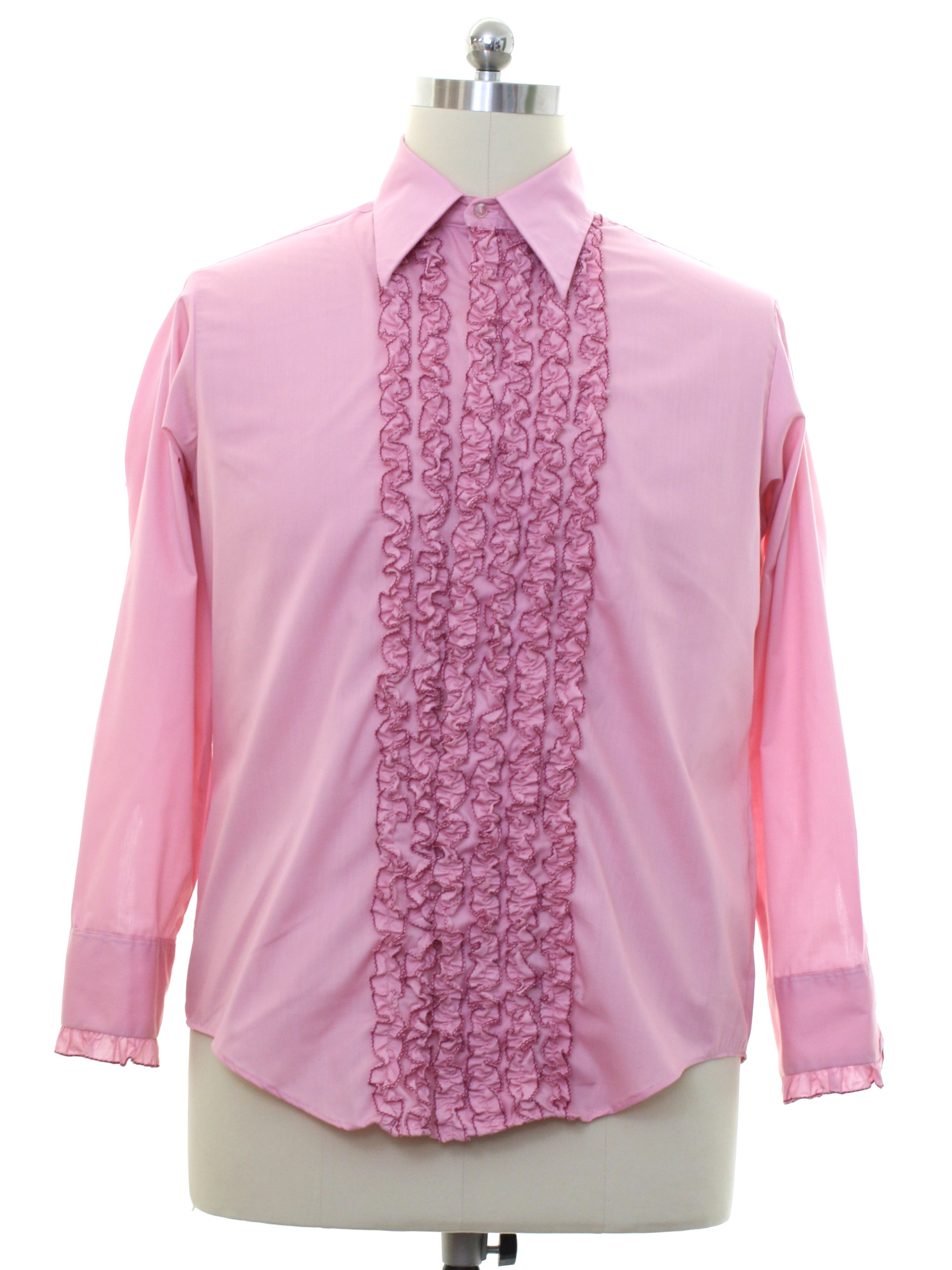 Retro 1970s Shirt: 70s -Manfredo- Mens pink background with wine red ...