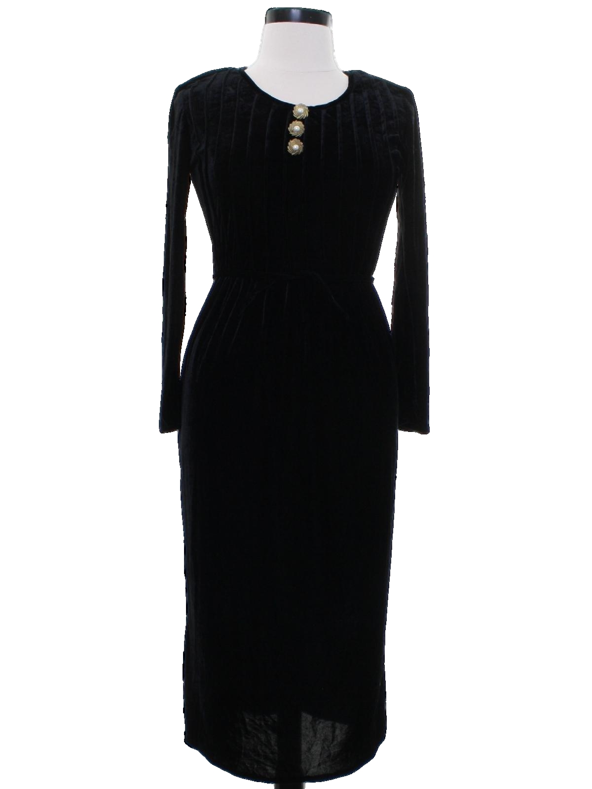 1980s Cocktail Dress: 80s -No Label- Womens black polyester velveteen ...