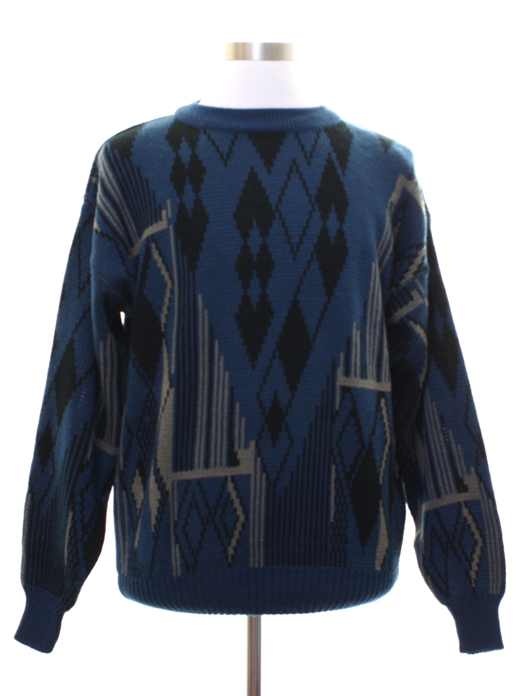 Eighties Vintage Sweater: 80s -Sir William- Mens dark blue background ...