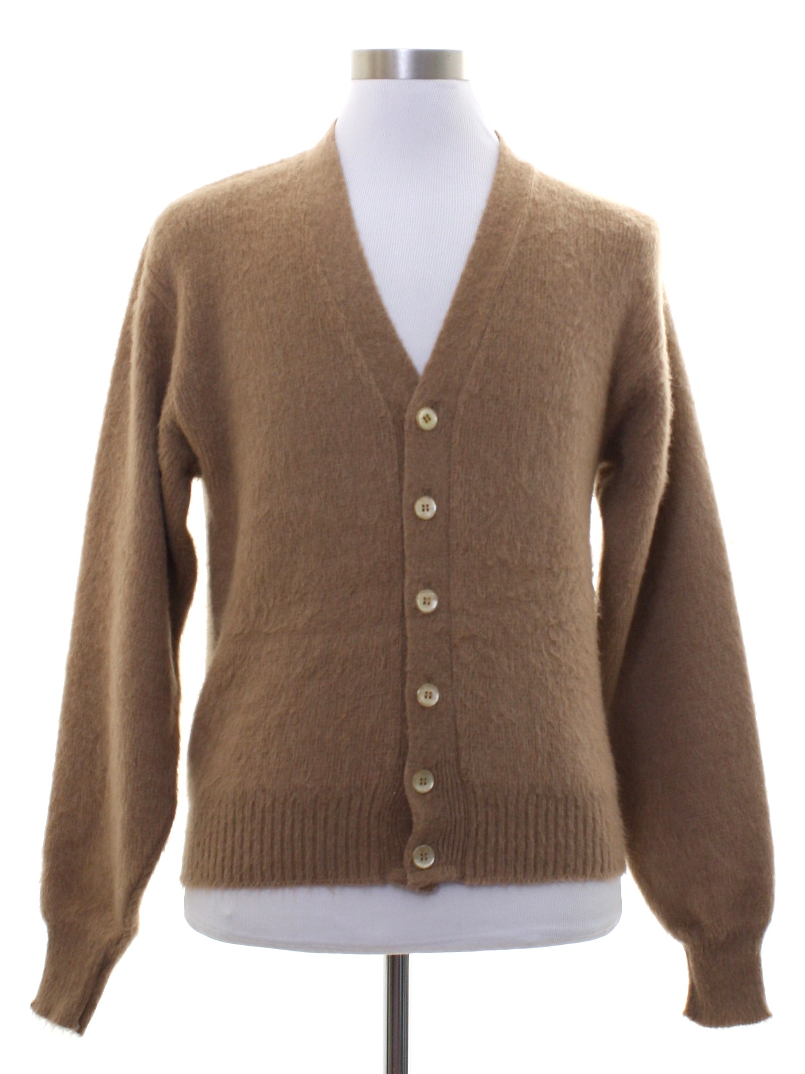 Retro Sixties Sweater: Early 60s -Campus- Mens heather tan