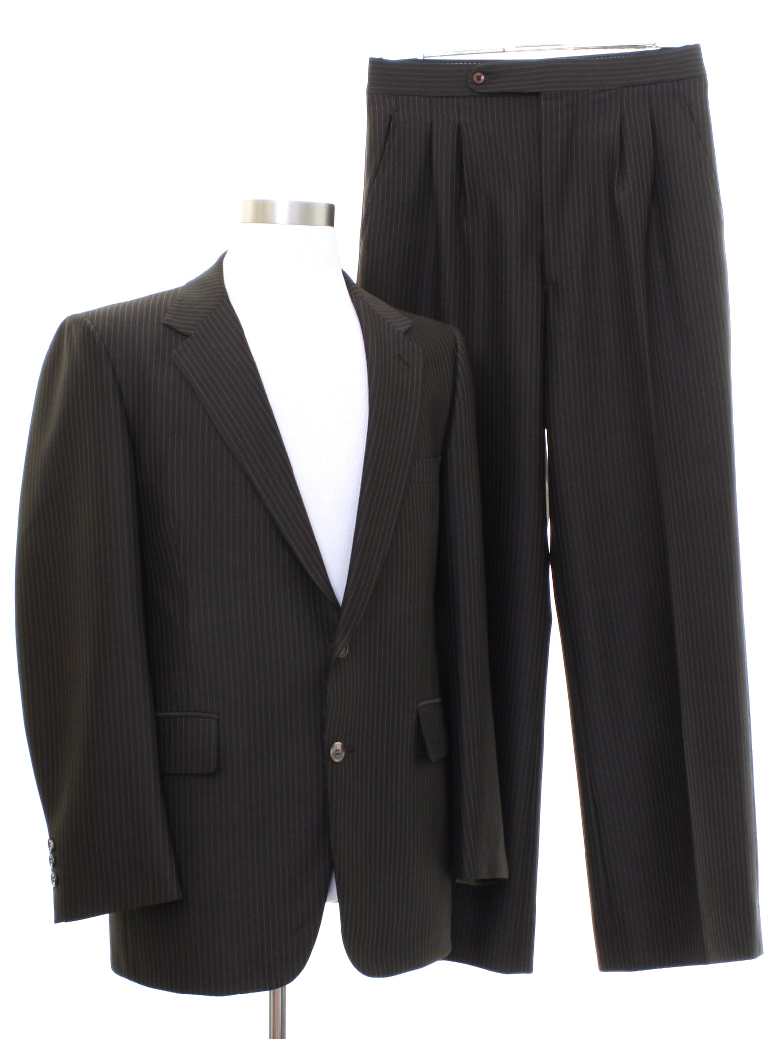 Vintage 1980's Suit: 80s -Harmony Clothes- Mens dark brown and light ...