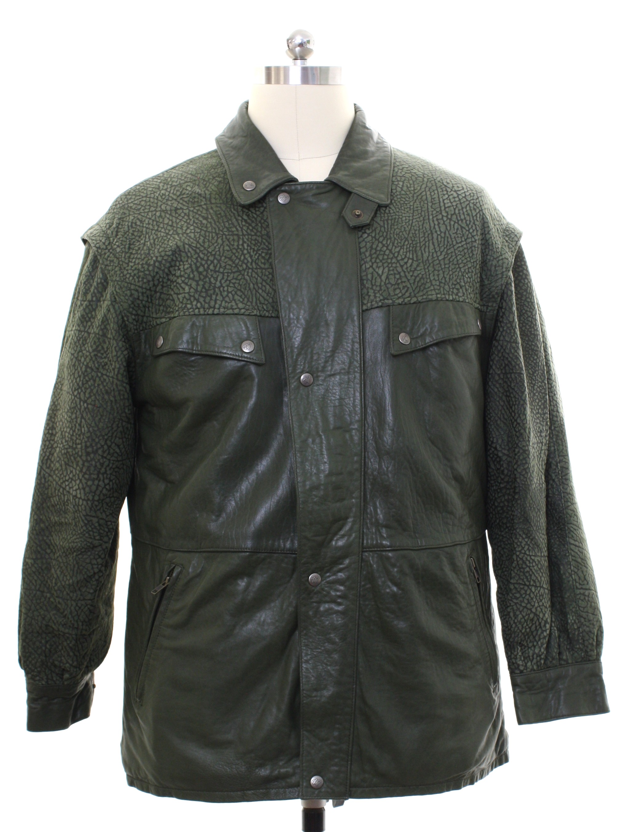 Eighties Vintage Leather Jacket: 80s -Tannery West- Mens dark olive ...