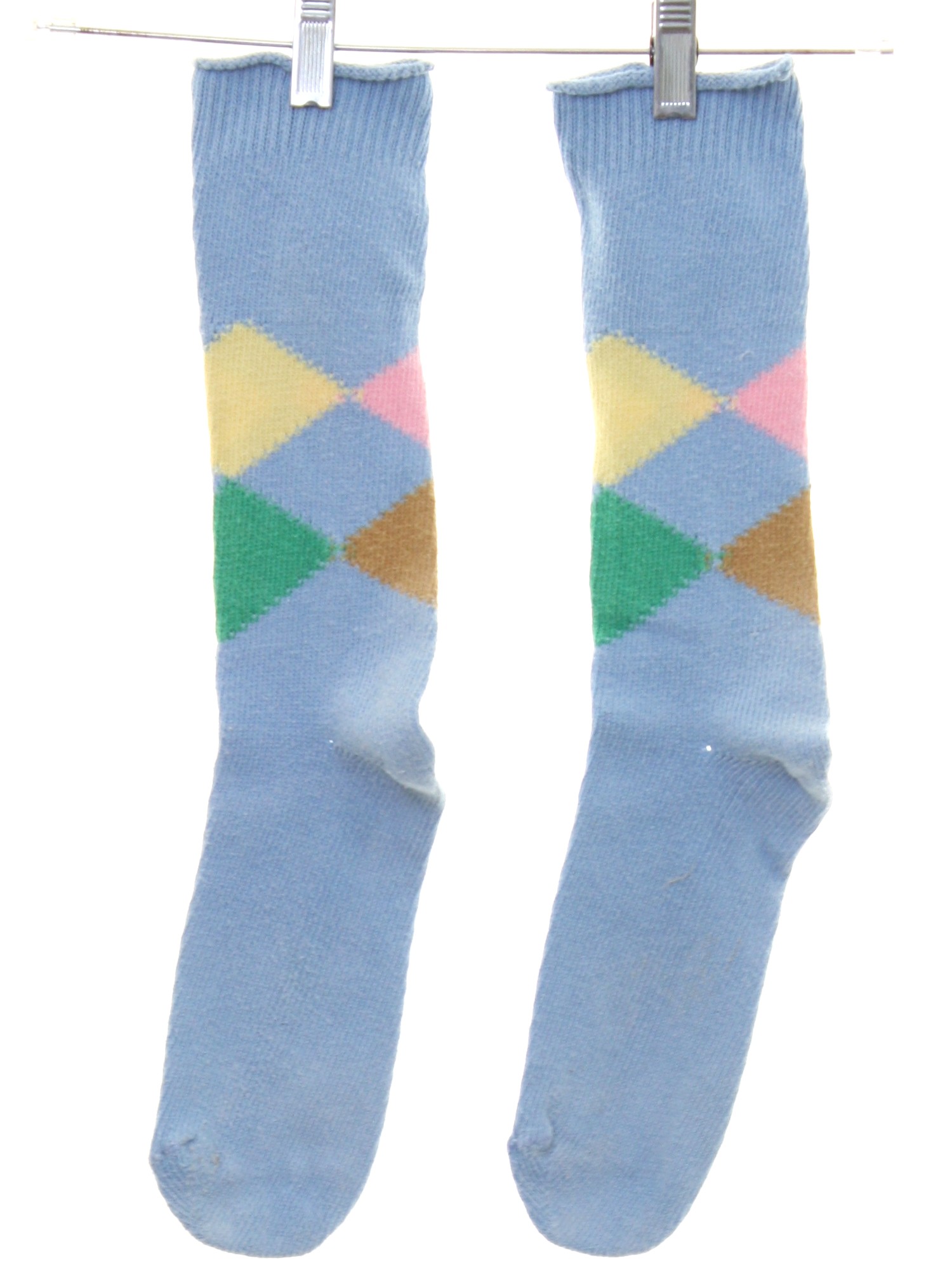 1980's Retro Socks: 80s -No Mark- Mens light blue background with pink ...