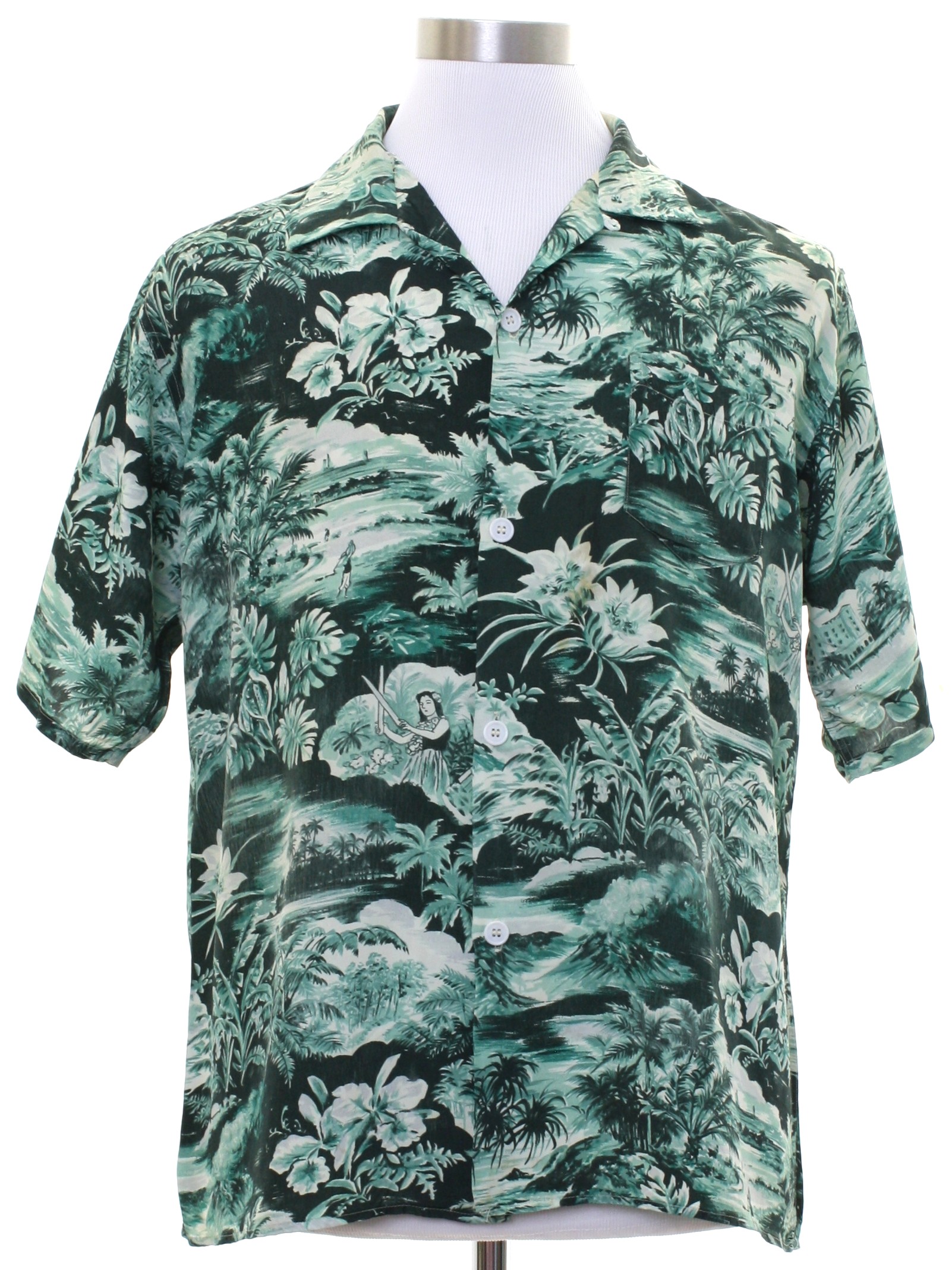 Retro 1950s Hawaiian Shirt: 50s -Tahiti Best Made in Japan- Mens