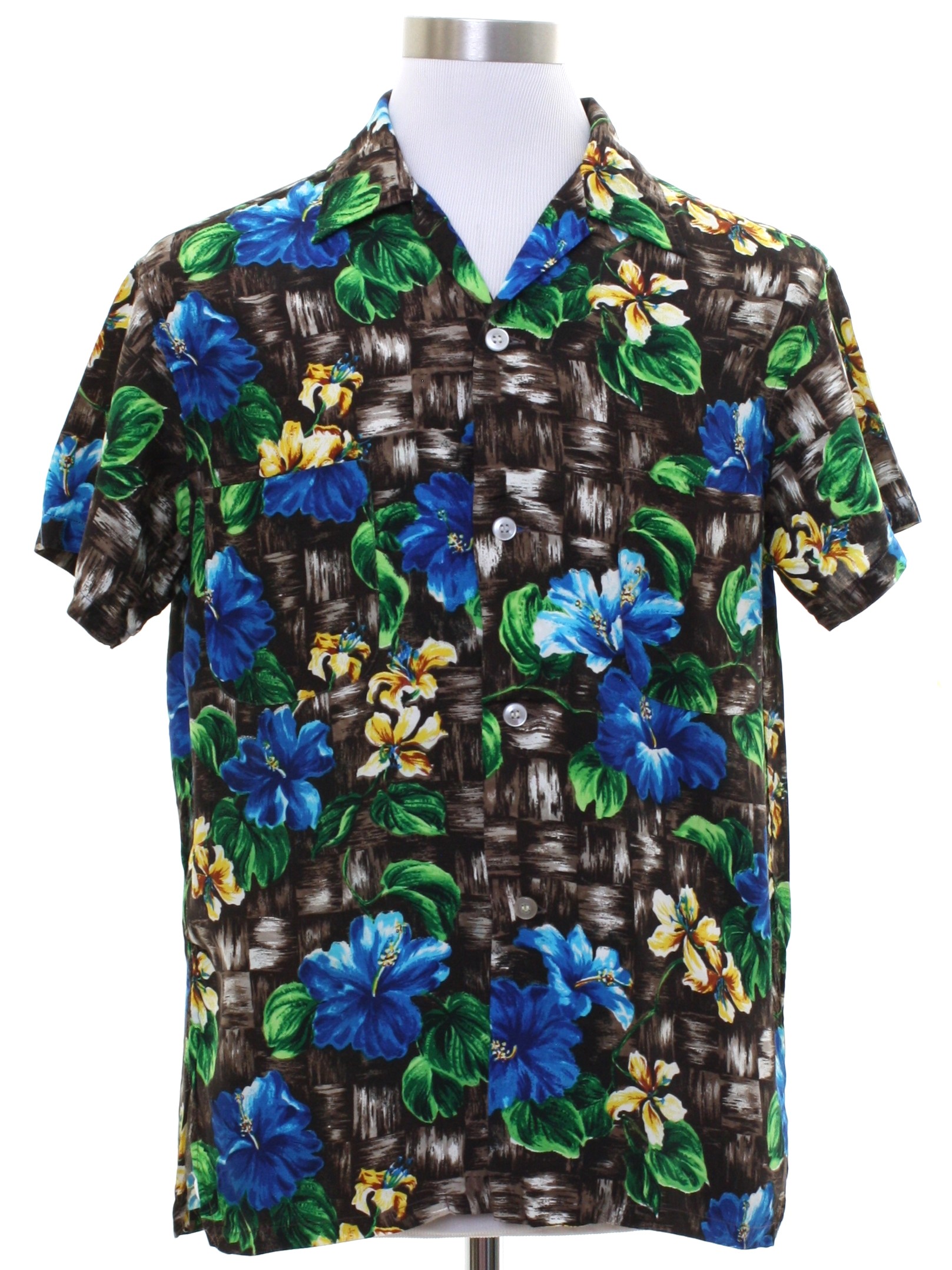 Fifties Vintage Hawaiian Shirt: 50s -No Label- Mens dark walnut brown ...