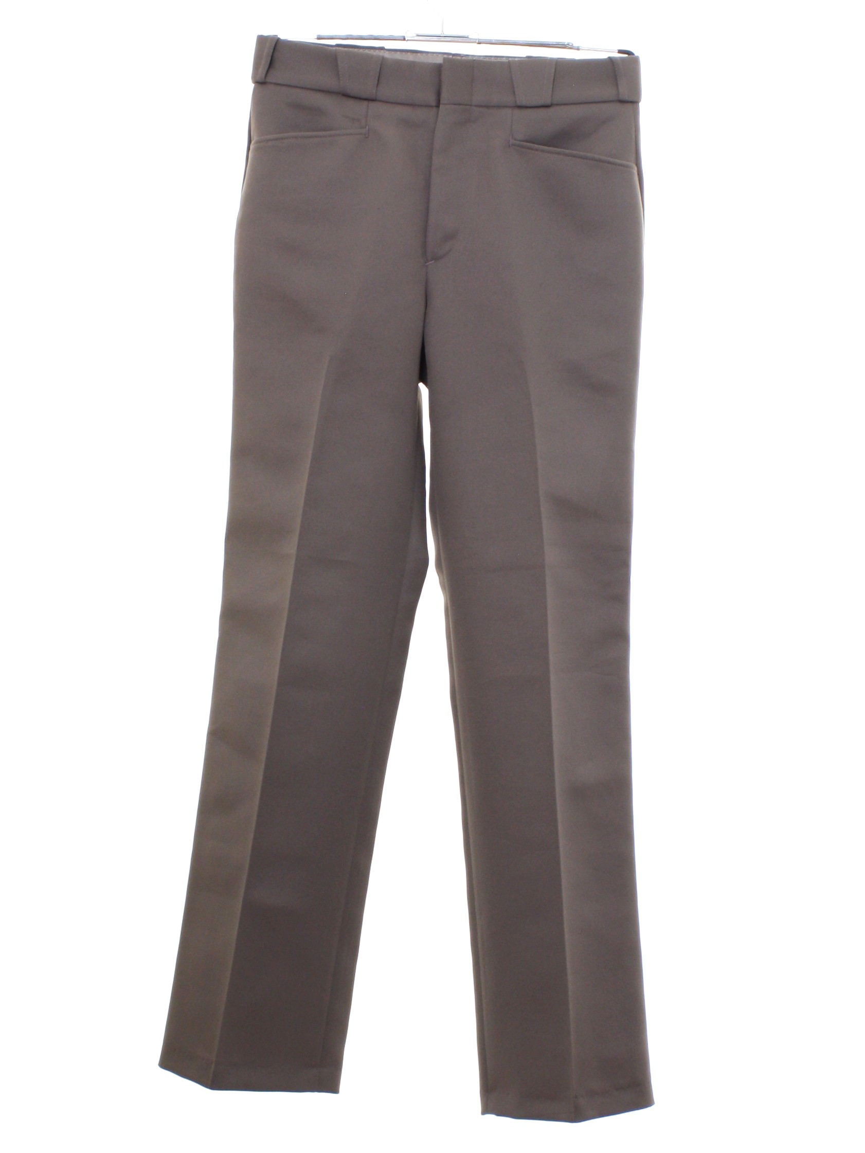 1970's Vintage Pants: 70s -No Label- Mens mocha brown subtle vertical ...