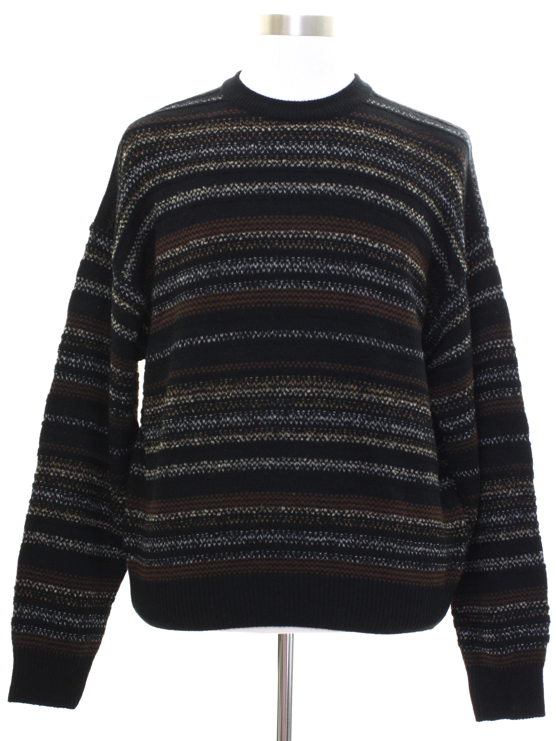 Nineties Vintage Sweater: 90s -Towncraft- Mens black background acrylic ...