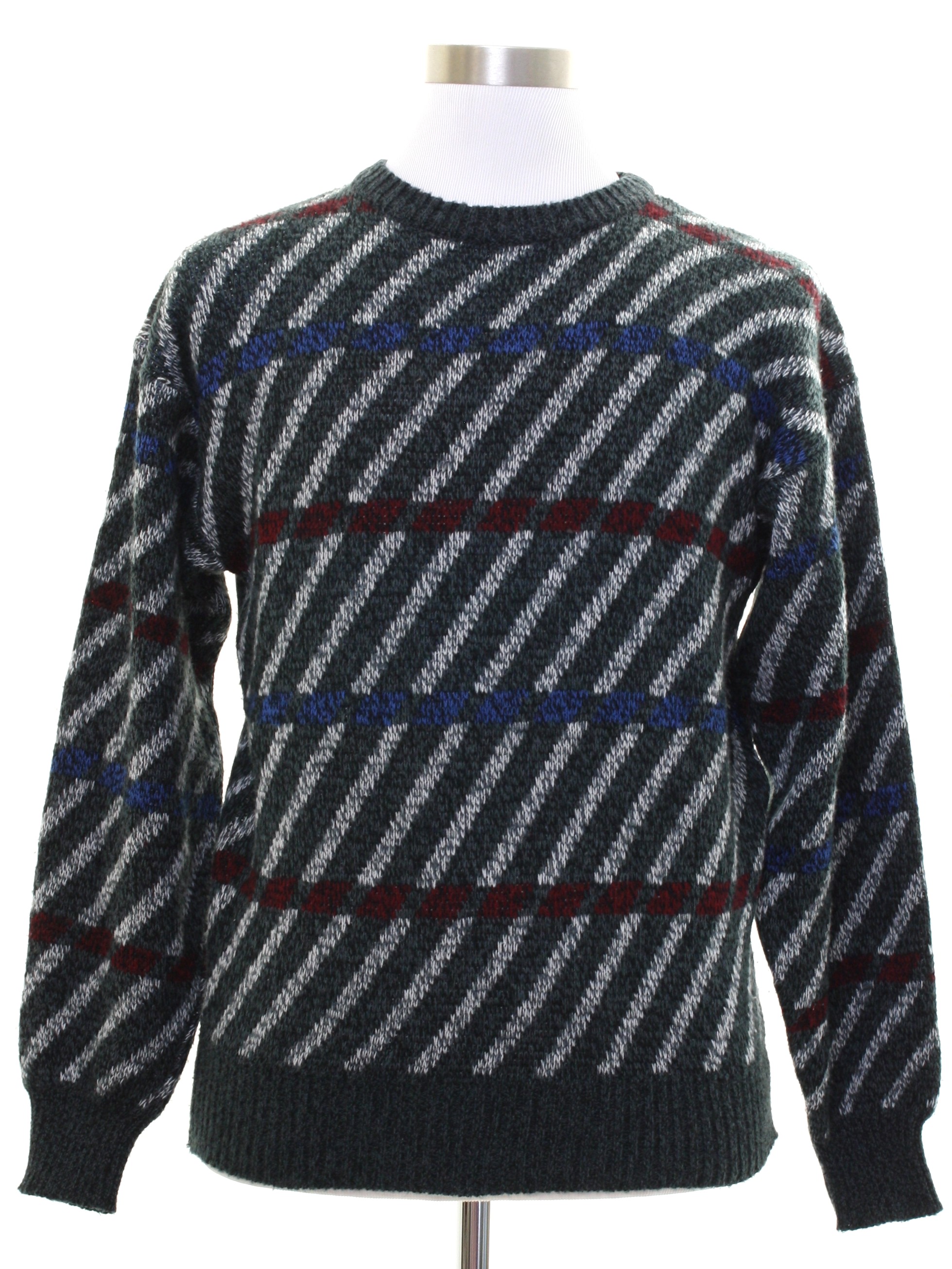 Vintage 80s Sweater: 80s -Michael Gerald- Mens gray background acrylic ...